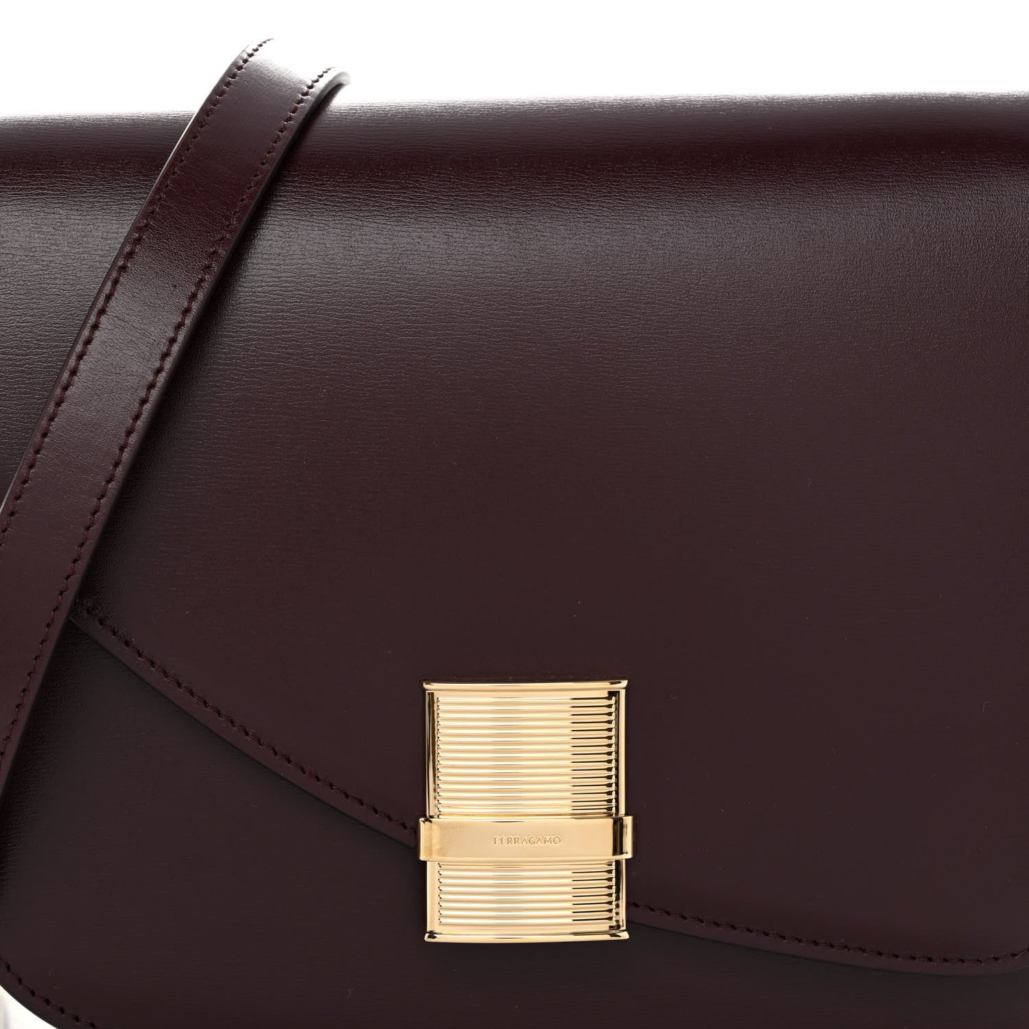 Salvatore Ferragamo Dapple Calfskin Fiamma Crossbody Bag Dark Barolo 9 of 10