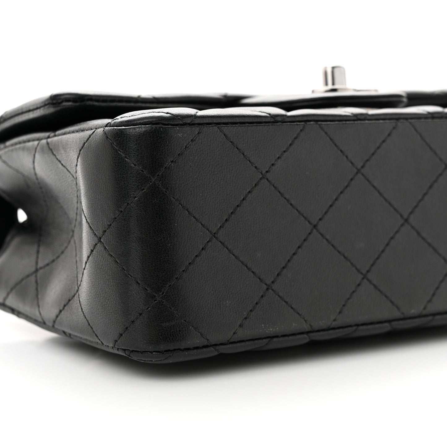 Lambskin Quilted Mini Rectangular Flap Black