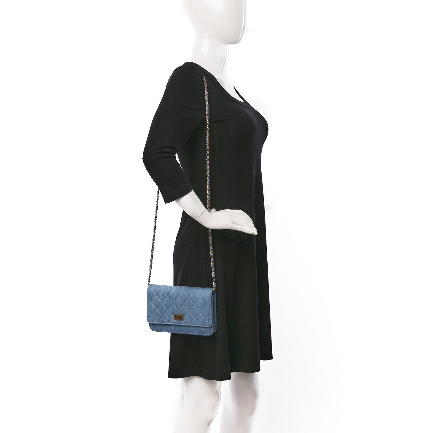 Denim Quilted Reissue Wallet On Chain WOC Blue