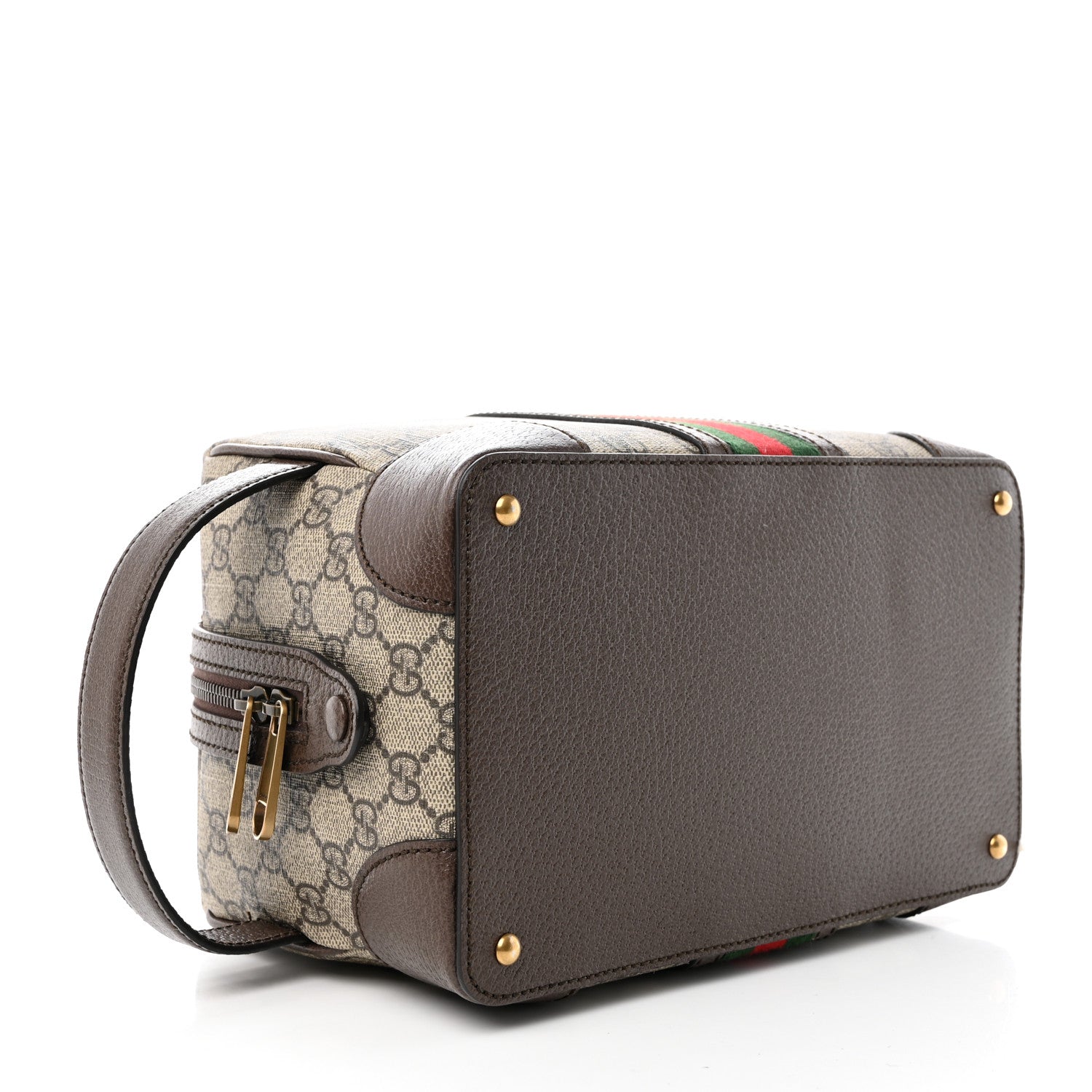 Gucci GG Supreme Monogram Textured Dollar Calfskin Web Small Savoy Toiletry Case Beige Ebony 4 of 17