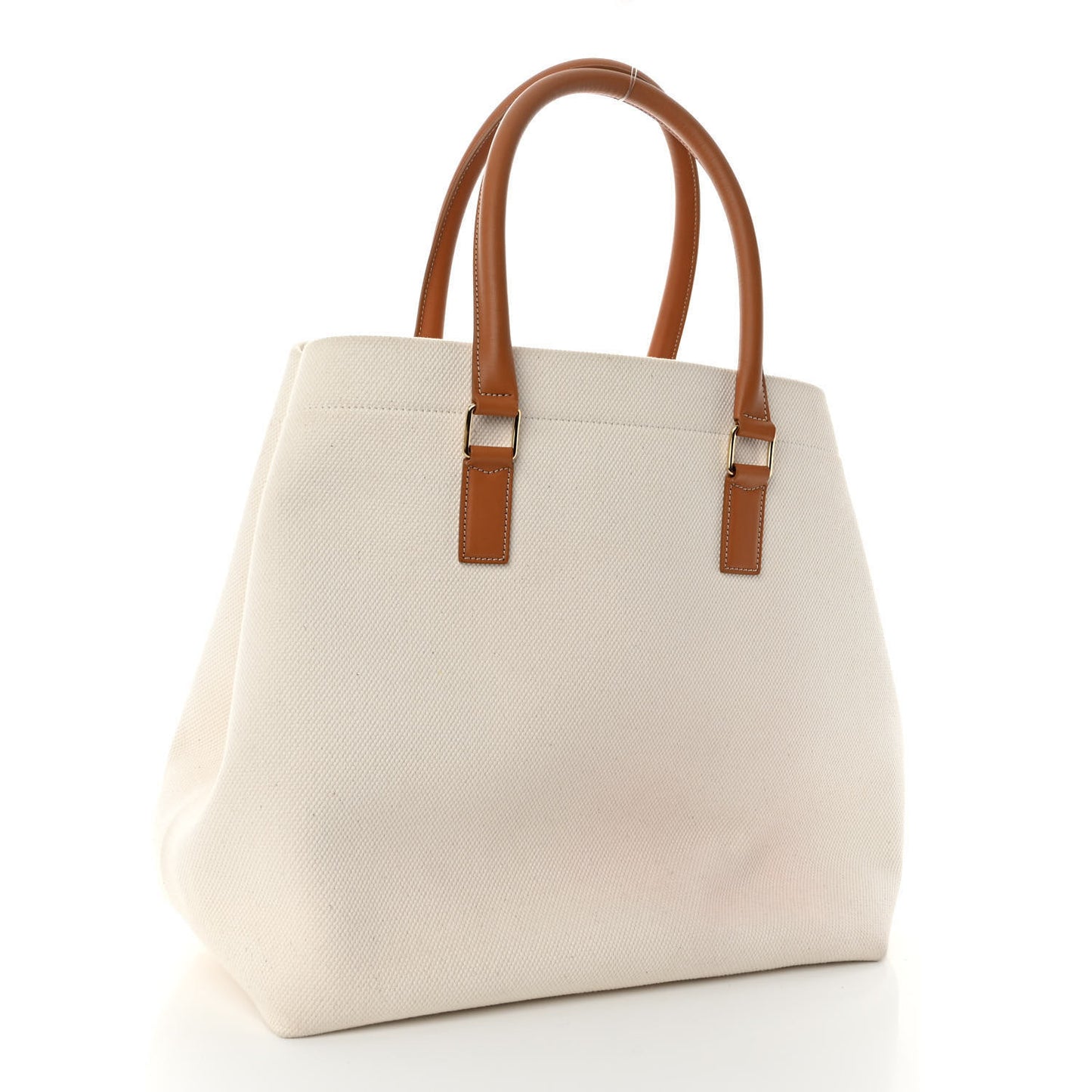Canvas Calfskin Logo Print Small Horizontal Cabas Natural Tan