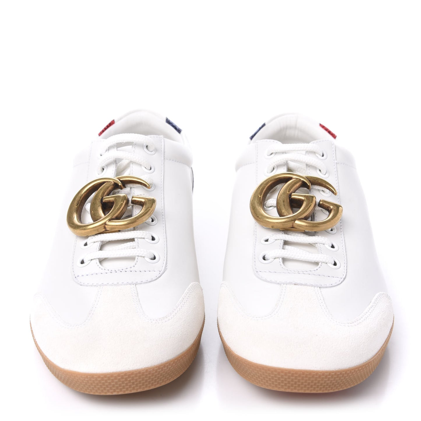 Calfskin Metallic Ayers Mens Bambi GG Sneakers 8.5 Great White Notte Red