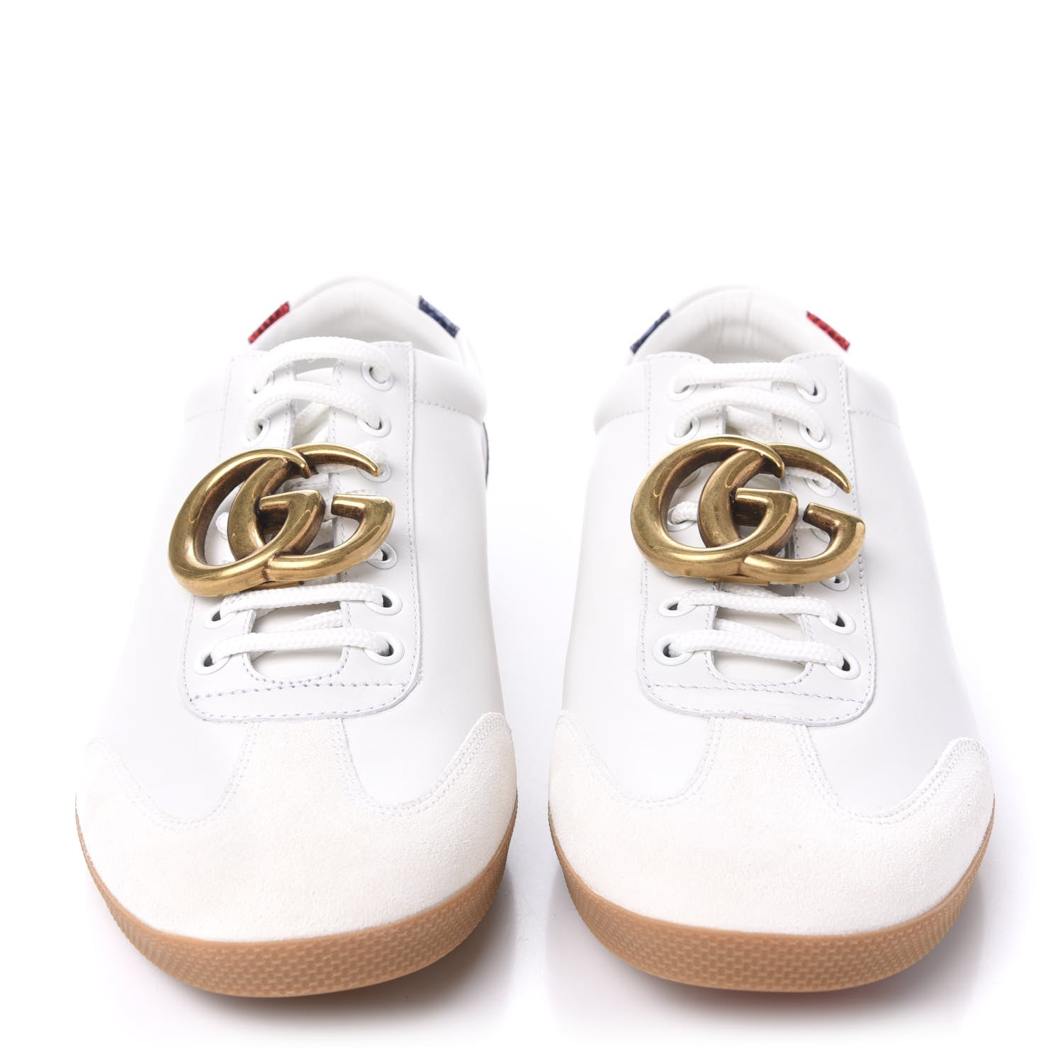 Gucci Calfskin Metallic Ayers Mens Bambi GG Sneakers 8.5 Great White Notte Red 2 of 9