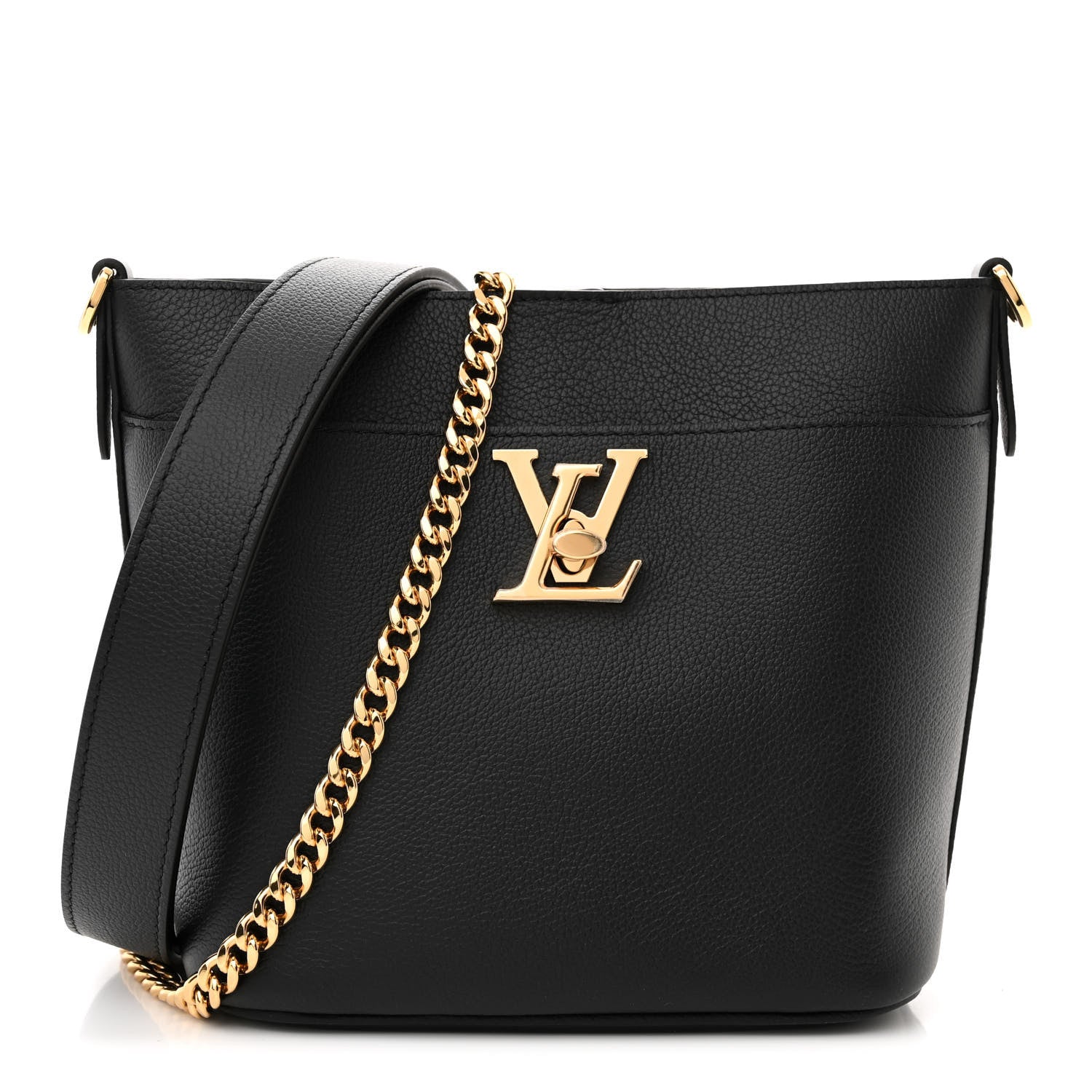 Louis Vuitton Calfskin Lock and Walk Bucket Black 1 of 10