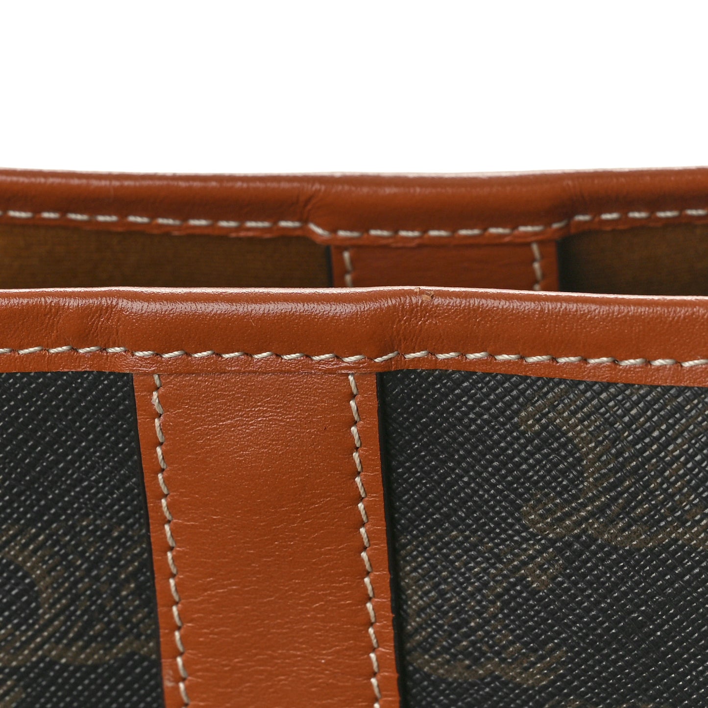 Triomphe Canvas Calfskin Medium Bucket Bag Tan