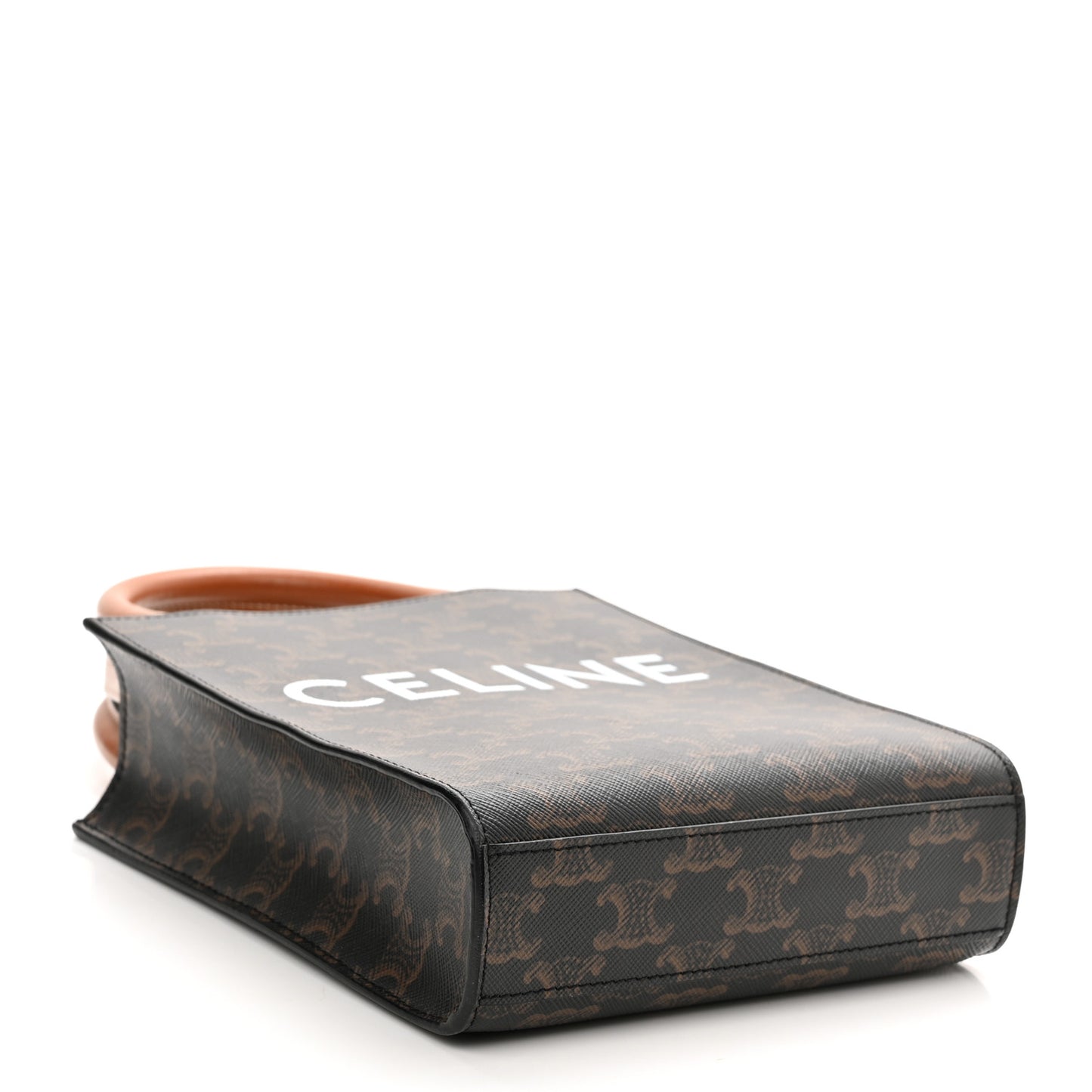 Triomphe Canvas Calfskin Mini Vertical Cabas Tan