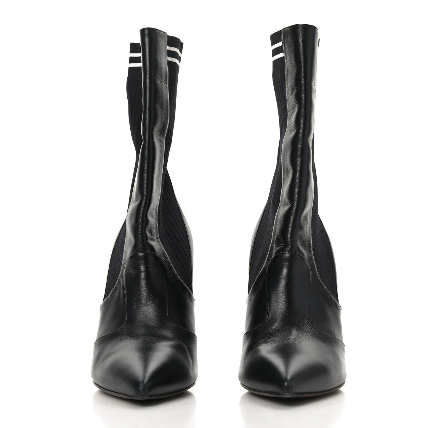 Vitello Lucido Stretch Fabric Striped Rockoko 105mm Sock Boots 37 Black