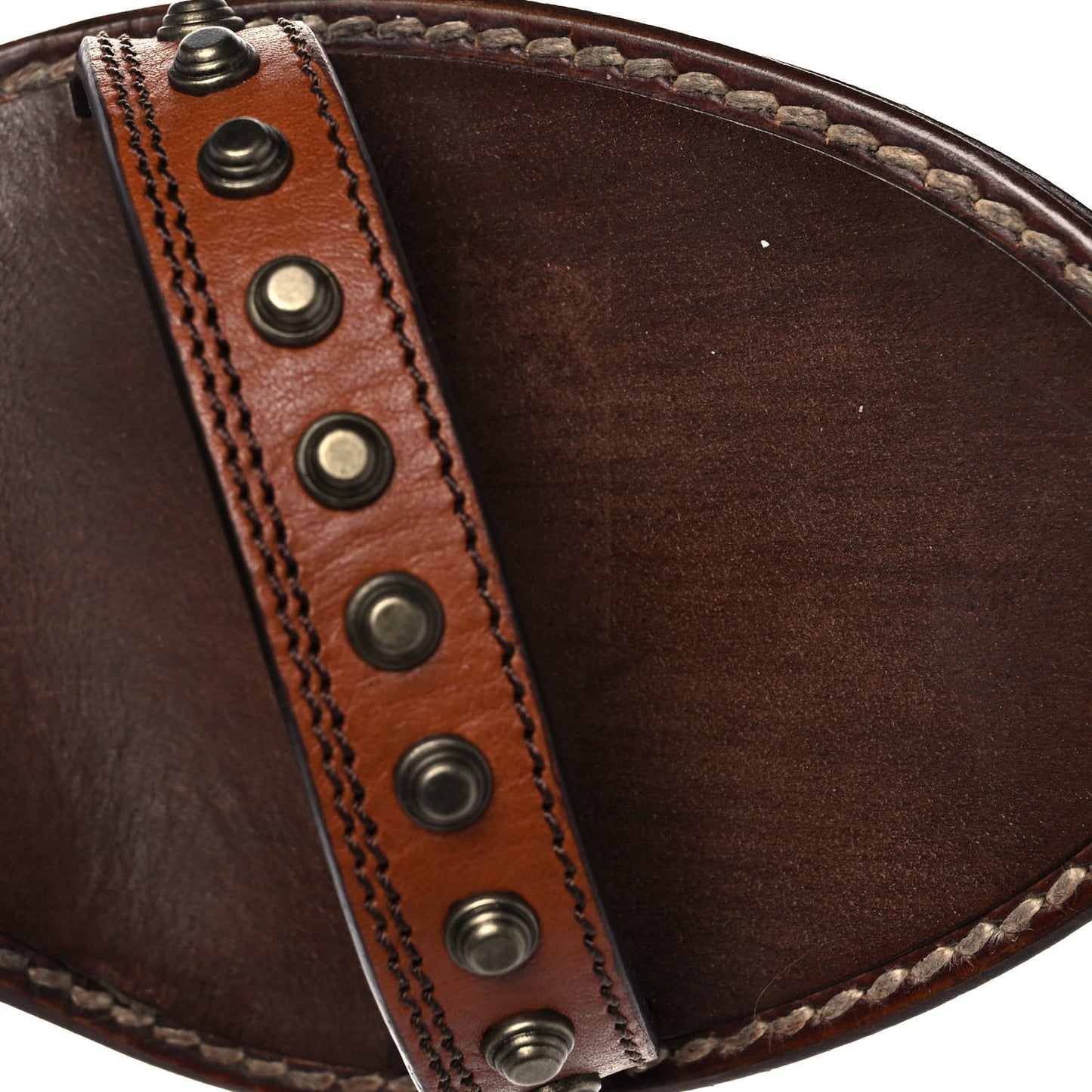 Calfskin Studded Sandal Pumps 36 Brown