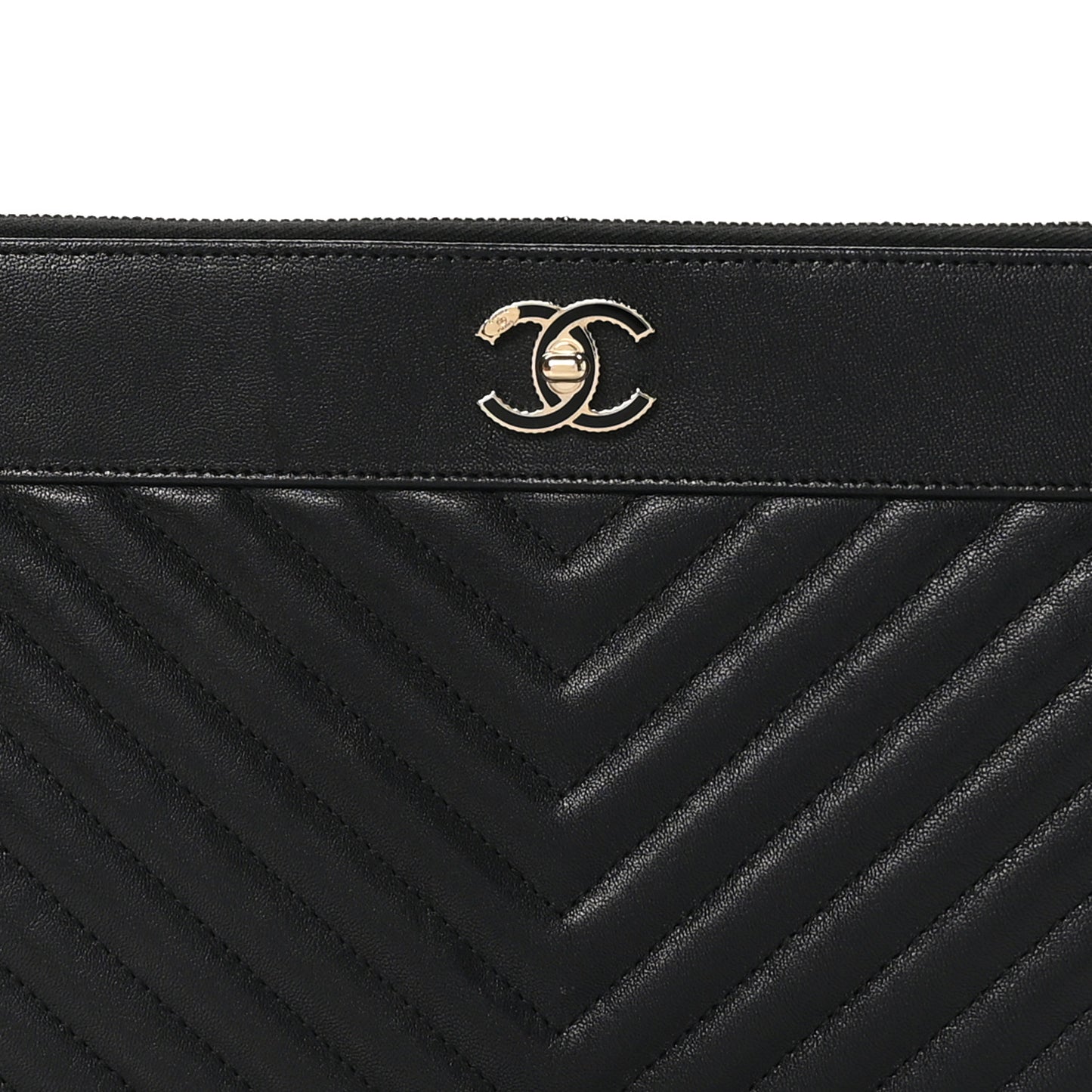 Sheepskin Chevron Quilted Large Vintage Mademoiselle Cosmetic Case Anthracite