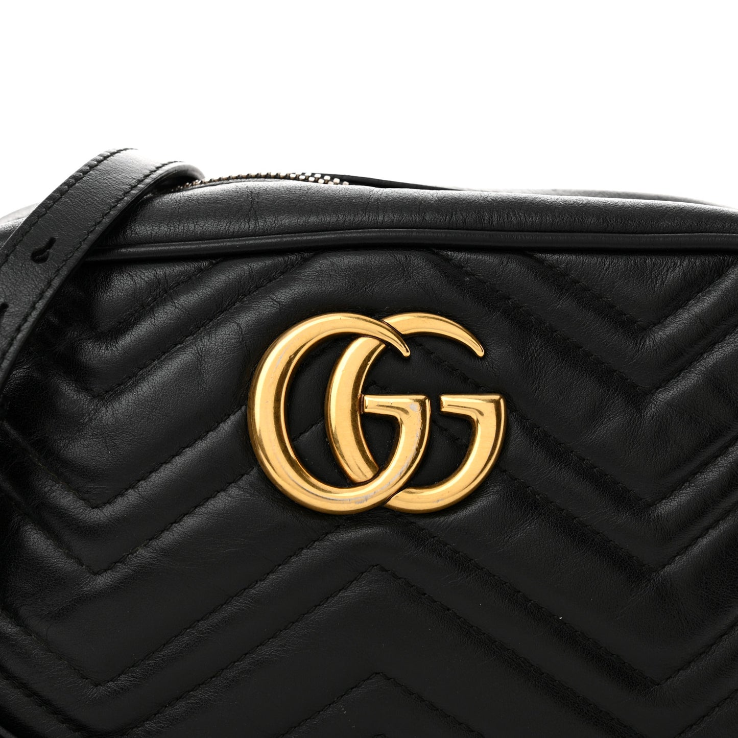 Calfskin Matelasse Small GG Marmont Chain Shoulder Bag Black