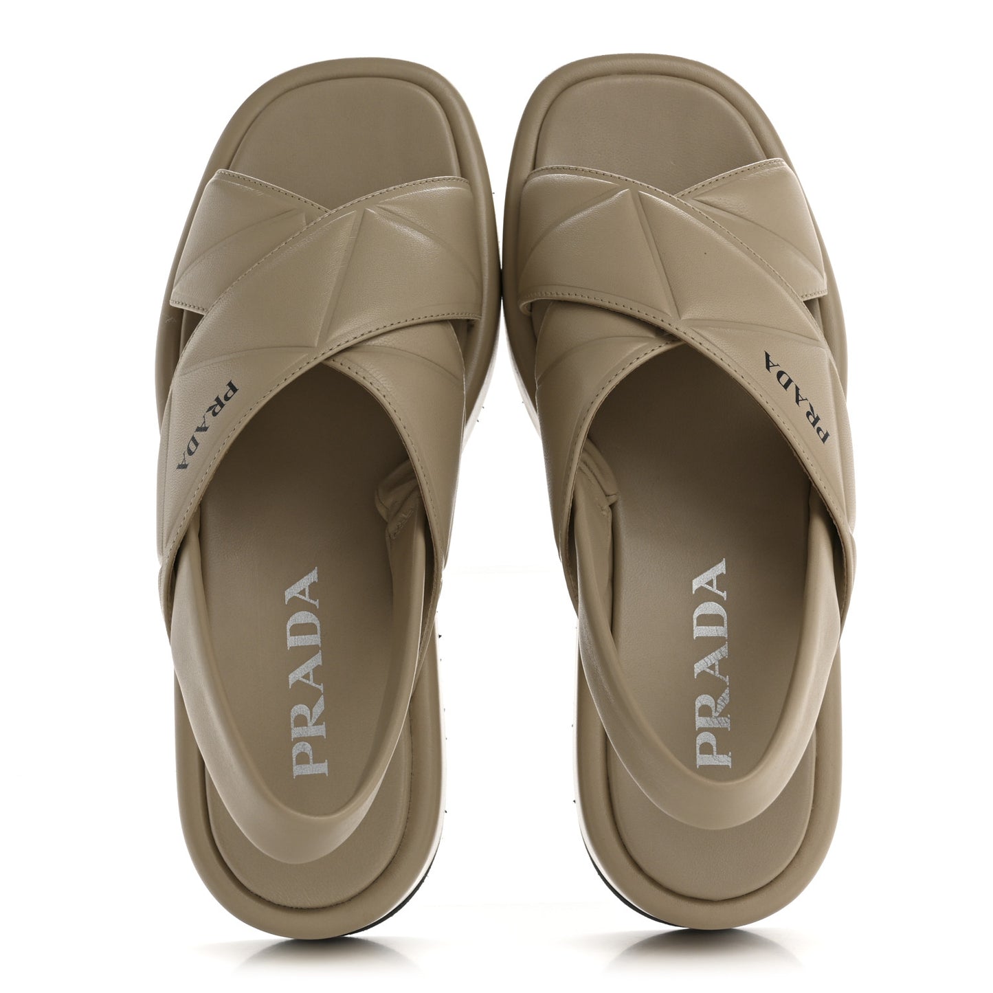 Nappa Quilted Padded Platform Slingback Sandals 37.5 Deserto