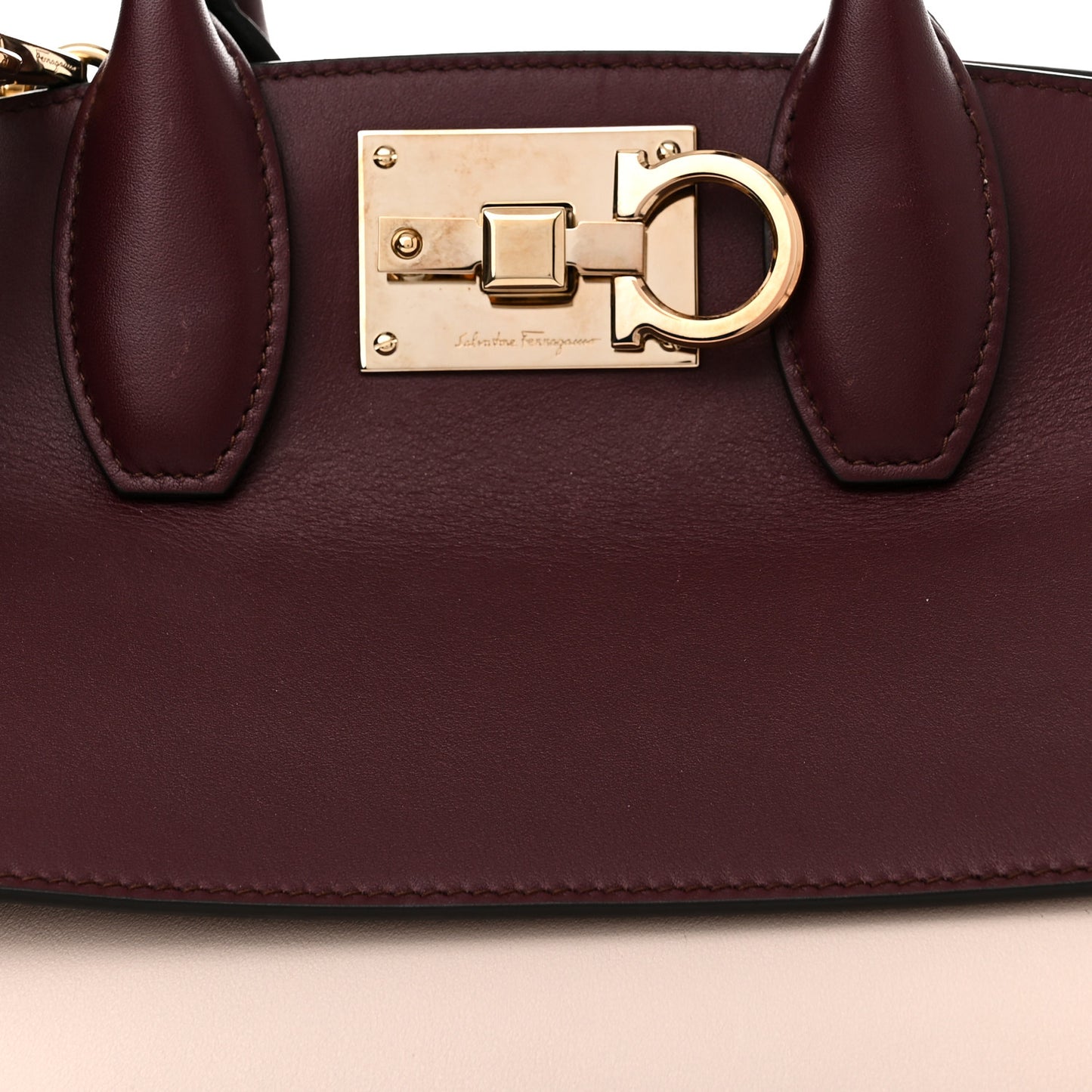 Calfskin Large Studio Bag Wine Bone Black