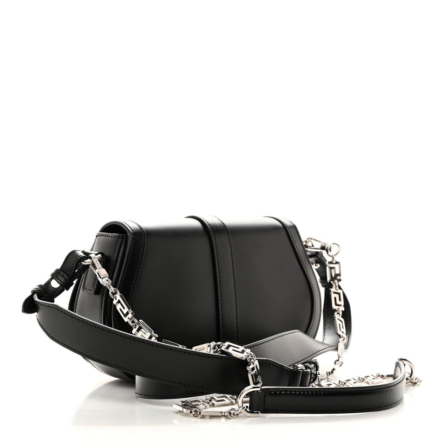 Versace Calfskin Medium Greca Goddess Shoulder Bag Black 2 of 12