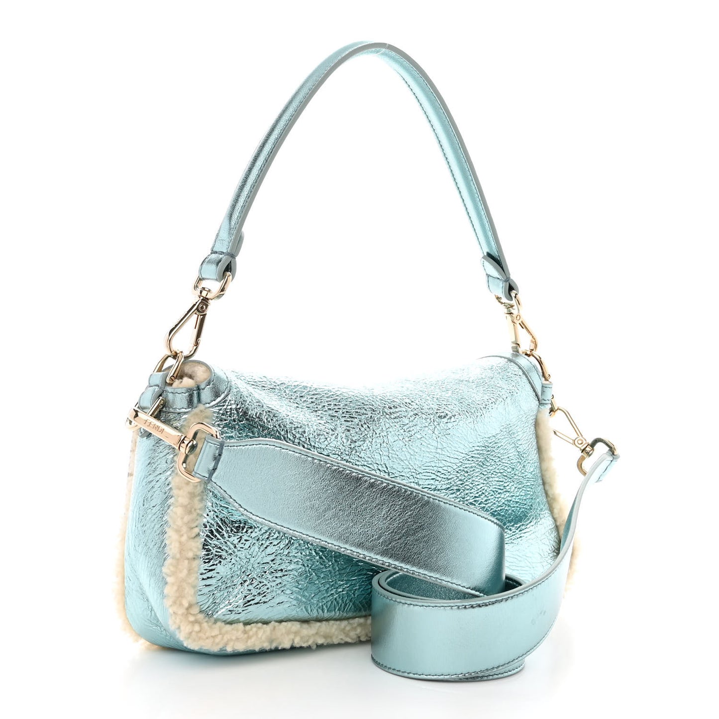 Metallic Lambskin Sheepskin Fur Re-Edition 2005-2006 Baguette Light Blue