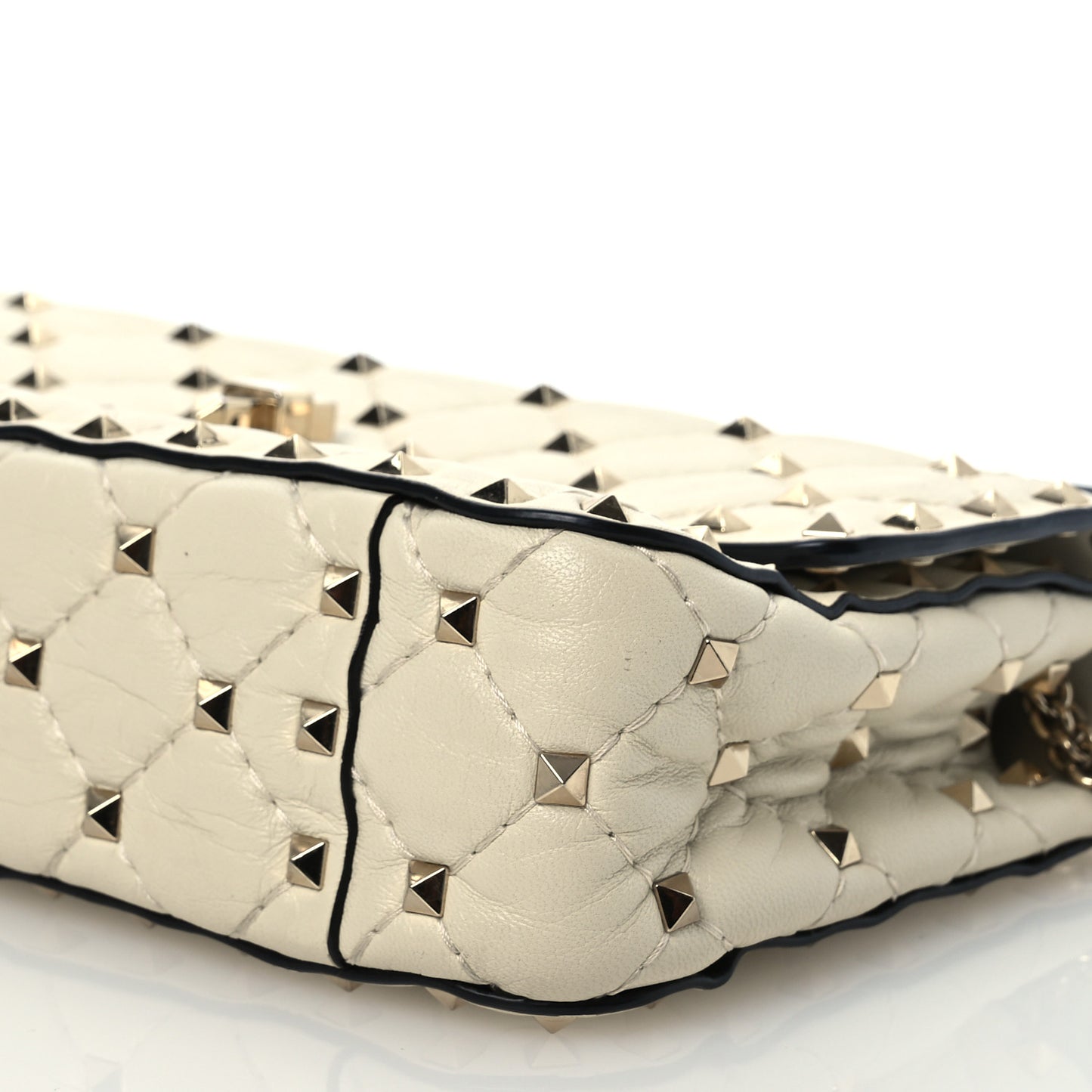 Nappa Small Rockstud Spike Shoulder Bag Light Ivory