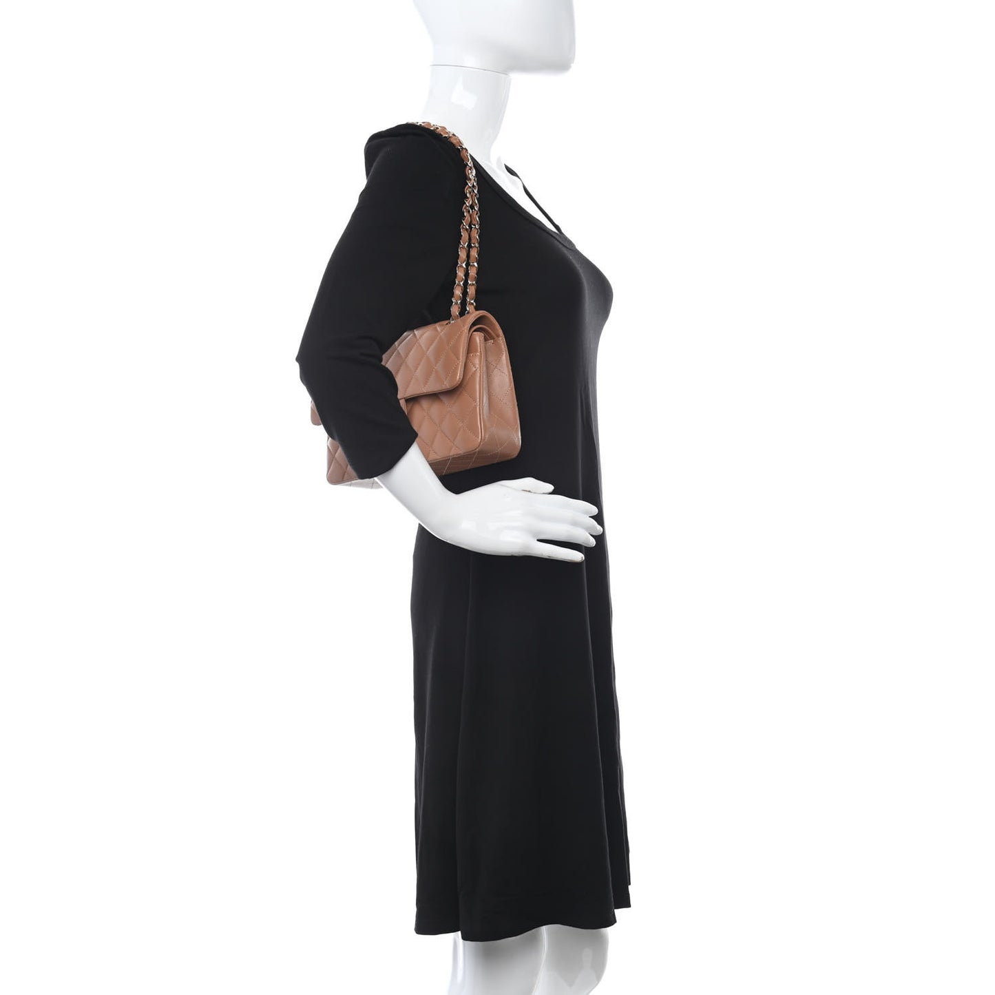 Lambskin Quilted Small Double Flap Brown