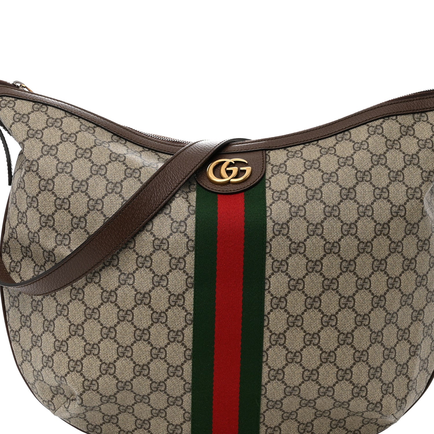 Gucci GG Supreme Monogram Web Ophidia Half Moon Hobo Brown 8 of 11