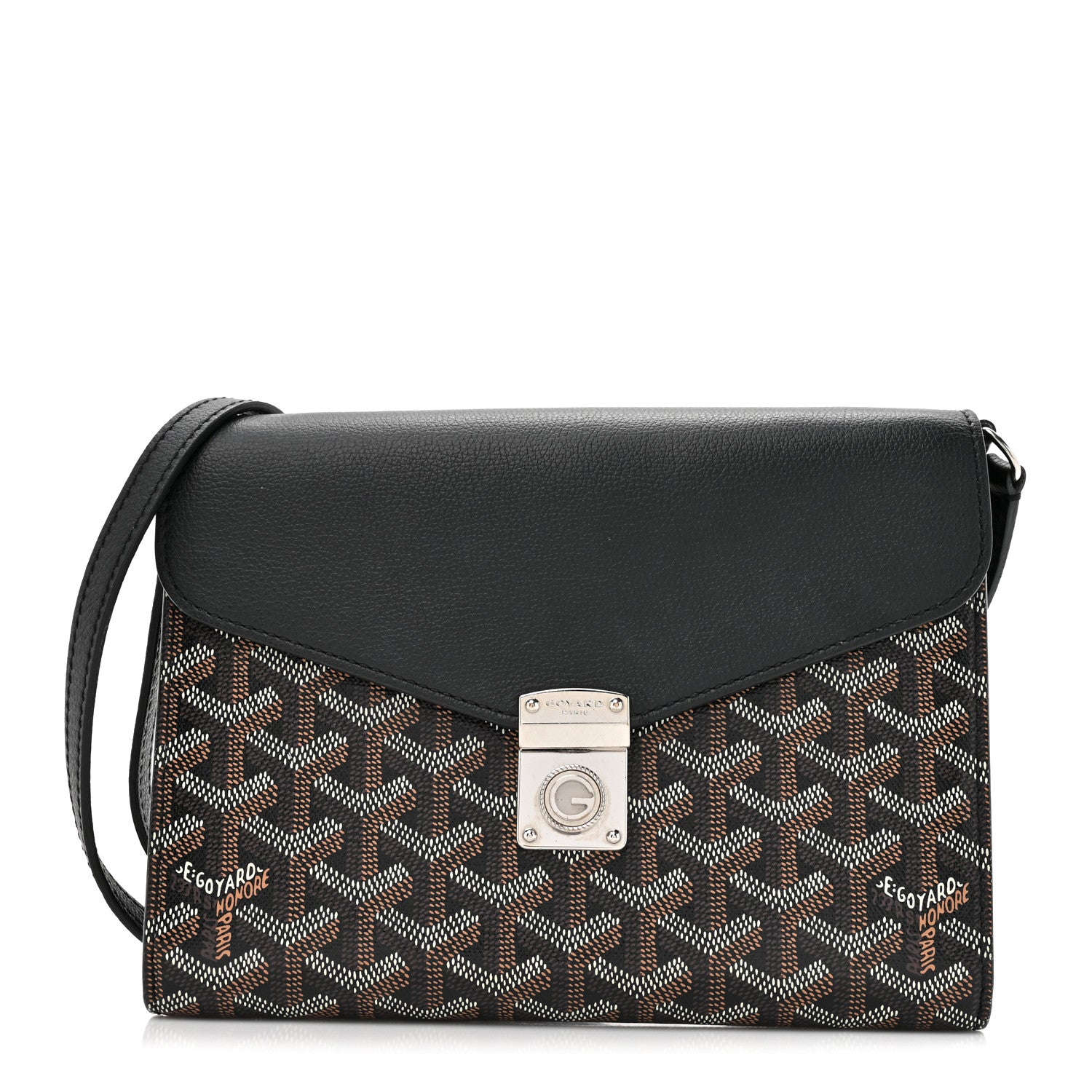 ショルダーバッグ Goyard PORTEFEUILLE POCHETTE Goyard Goyardine Calfskin Chypre Wallet Pouch Black 1795065
