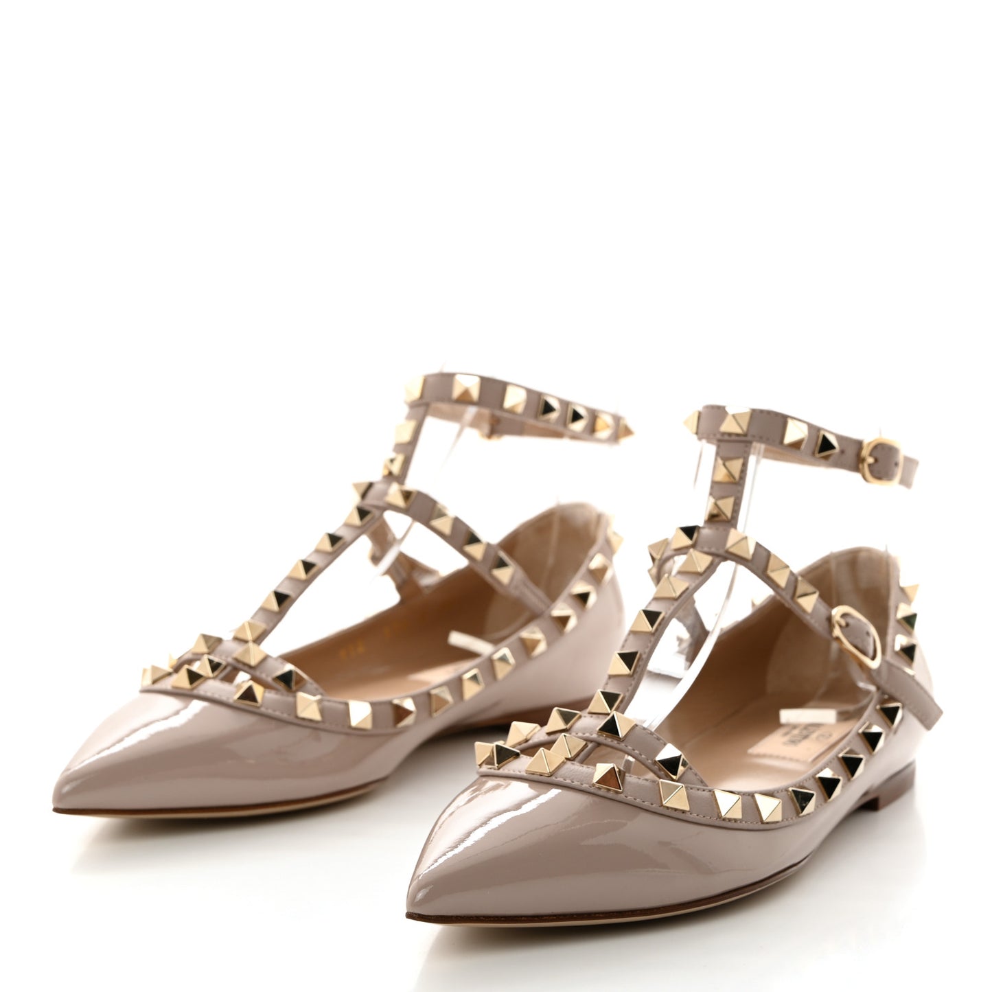 Patent Rockstud Cage Ballerina Flats 36 Poudre