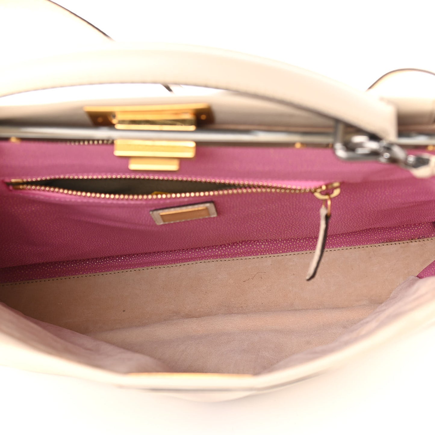 Goatskin Stingray Large Peekaboo Iconic Satchel White Pink