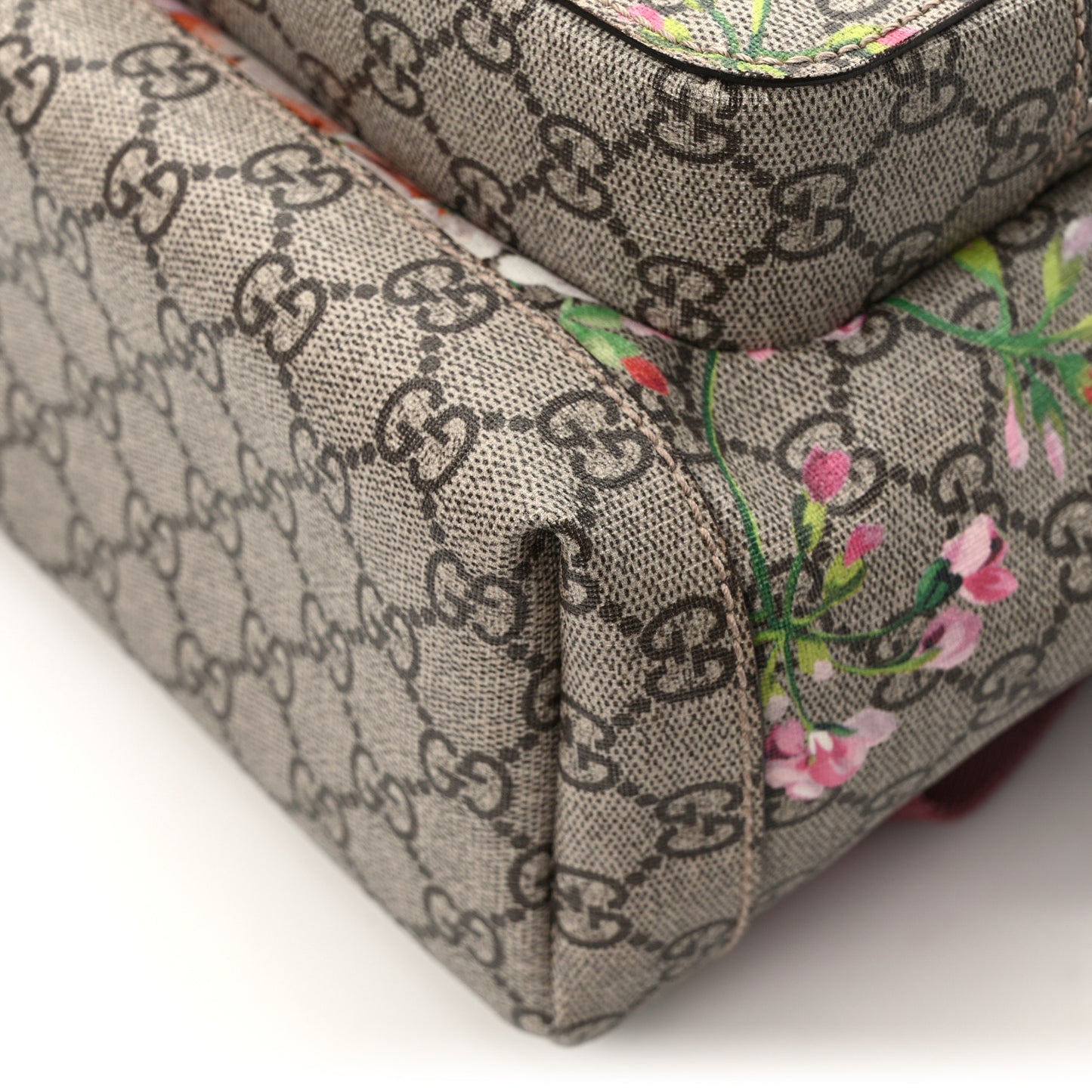 GG Supreme Monogram Blooms Small Single Buckle Backpack Beige Multicolor Dry Rose