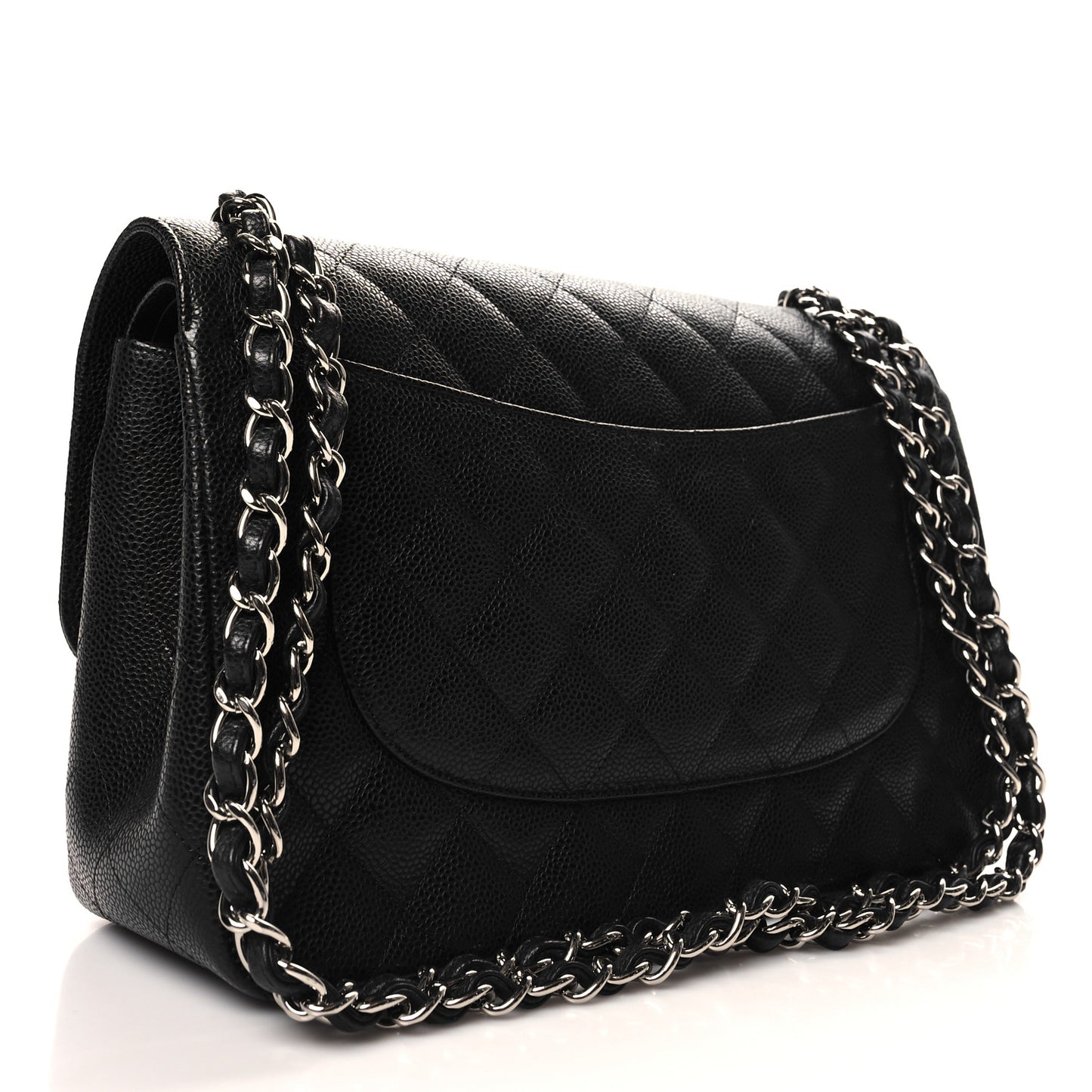 Caviar Quilted Jumbo Double Flap Black