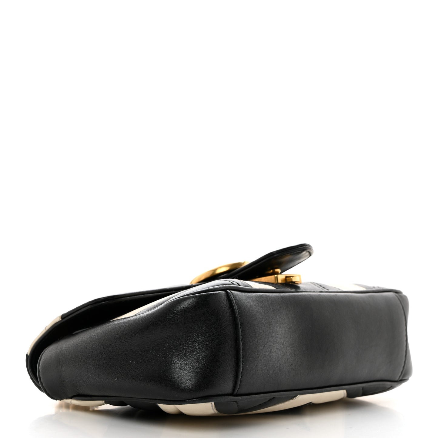 Calfskin Matelasse Mini GG Marmont Shoulder Bag Black White