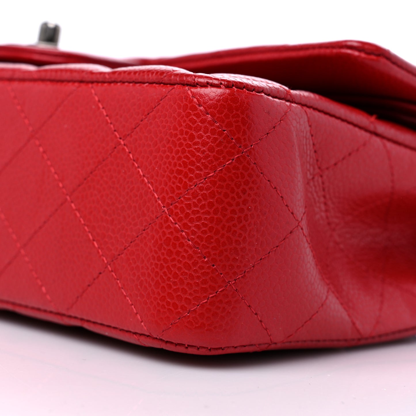 Caviar Quilted Medium Double Flap Red