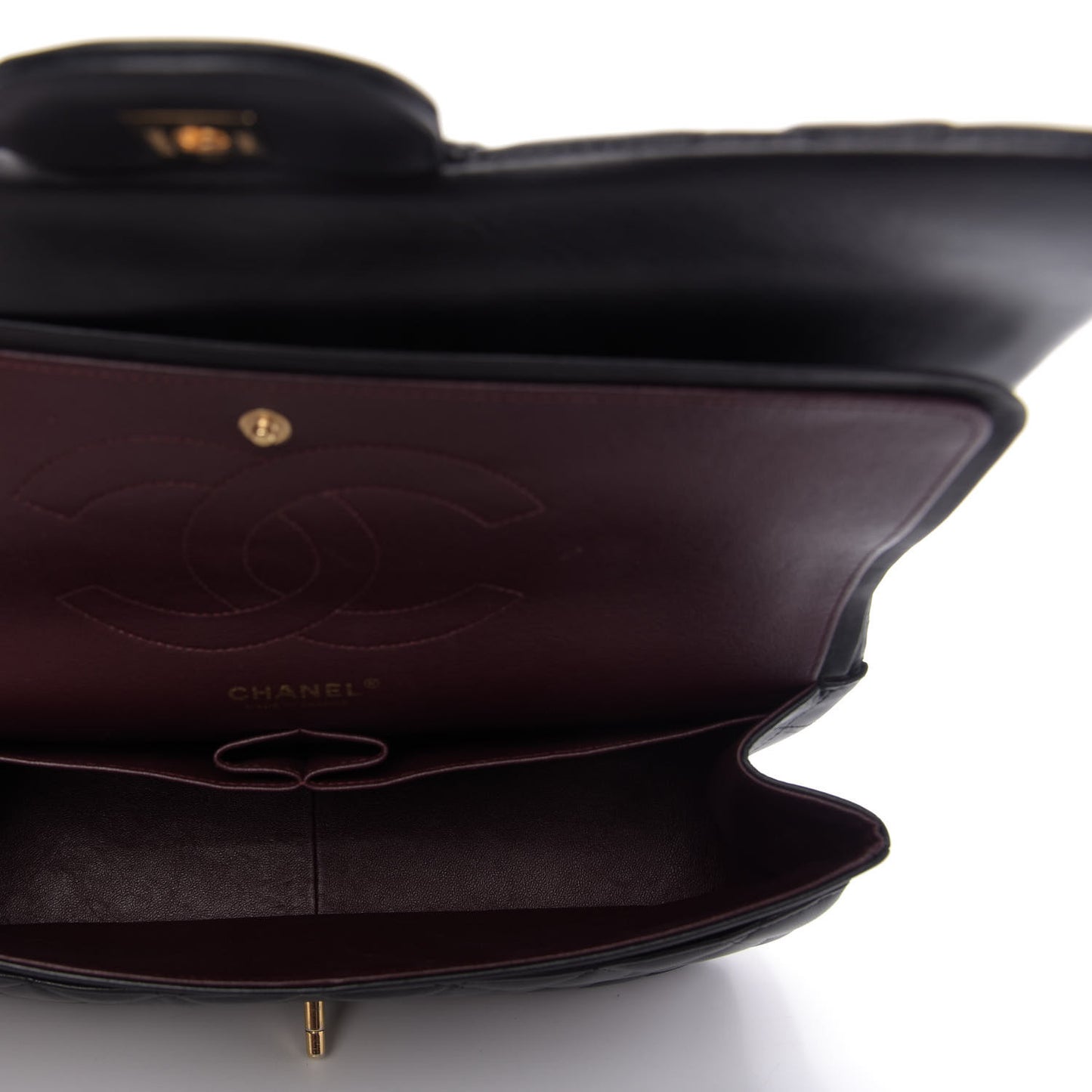 Lambskin Quilted Jumbo Double Flap Black