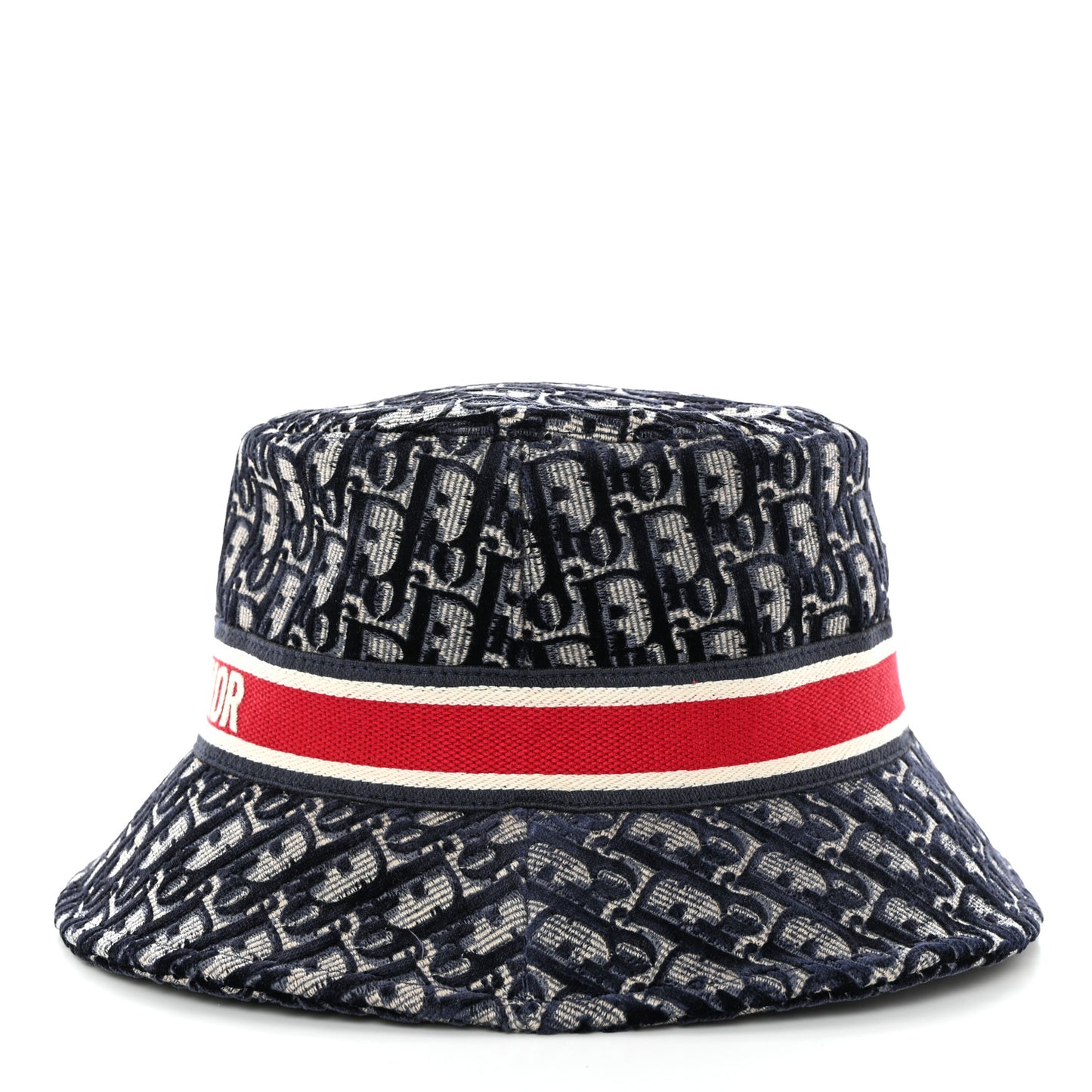 Velvet Oblique Large Brim Bucket Hat 58 Bleu Red