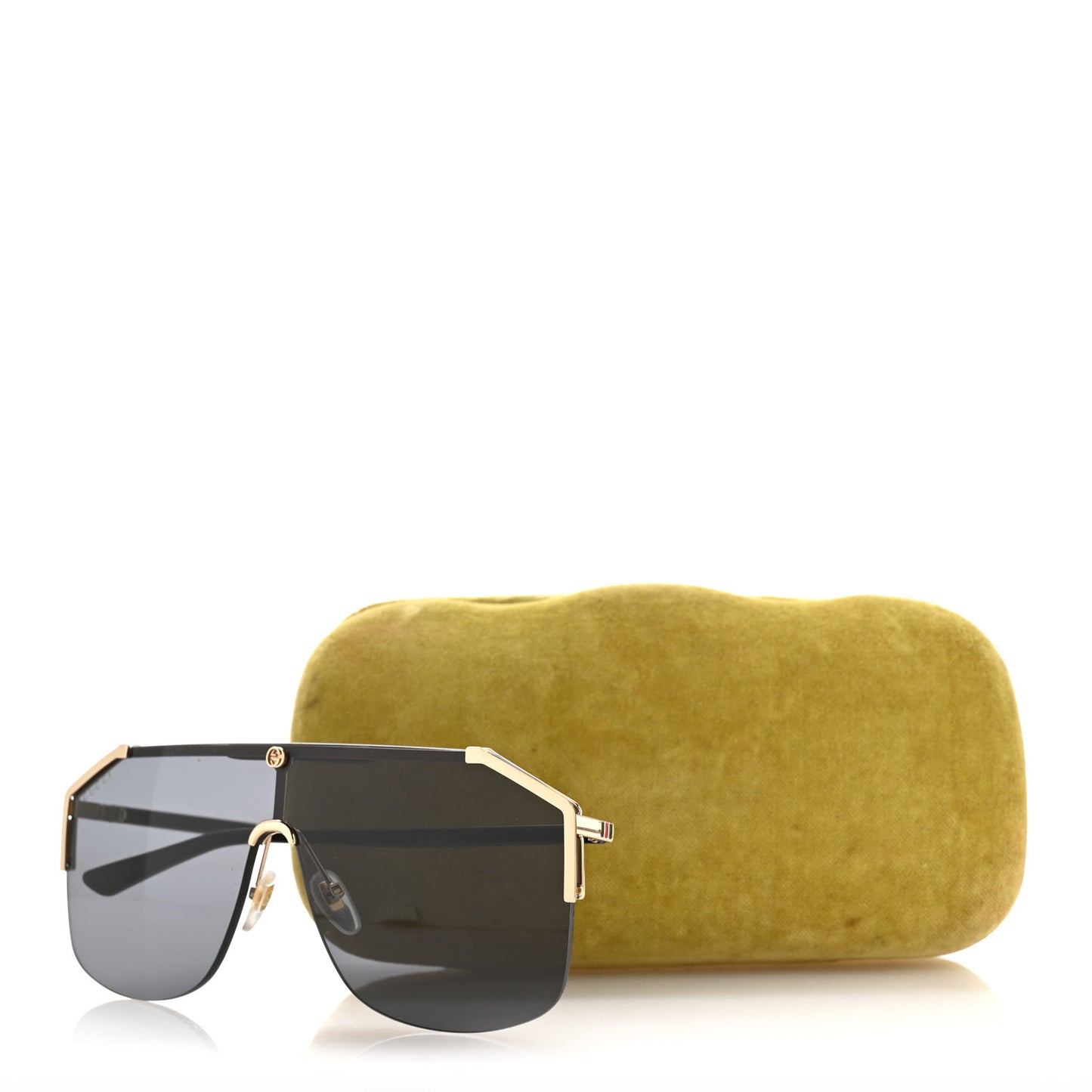 Metal Rimless Square Sunglasses GG0291S Black Gold