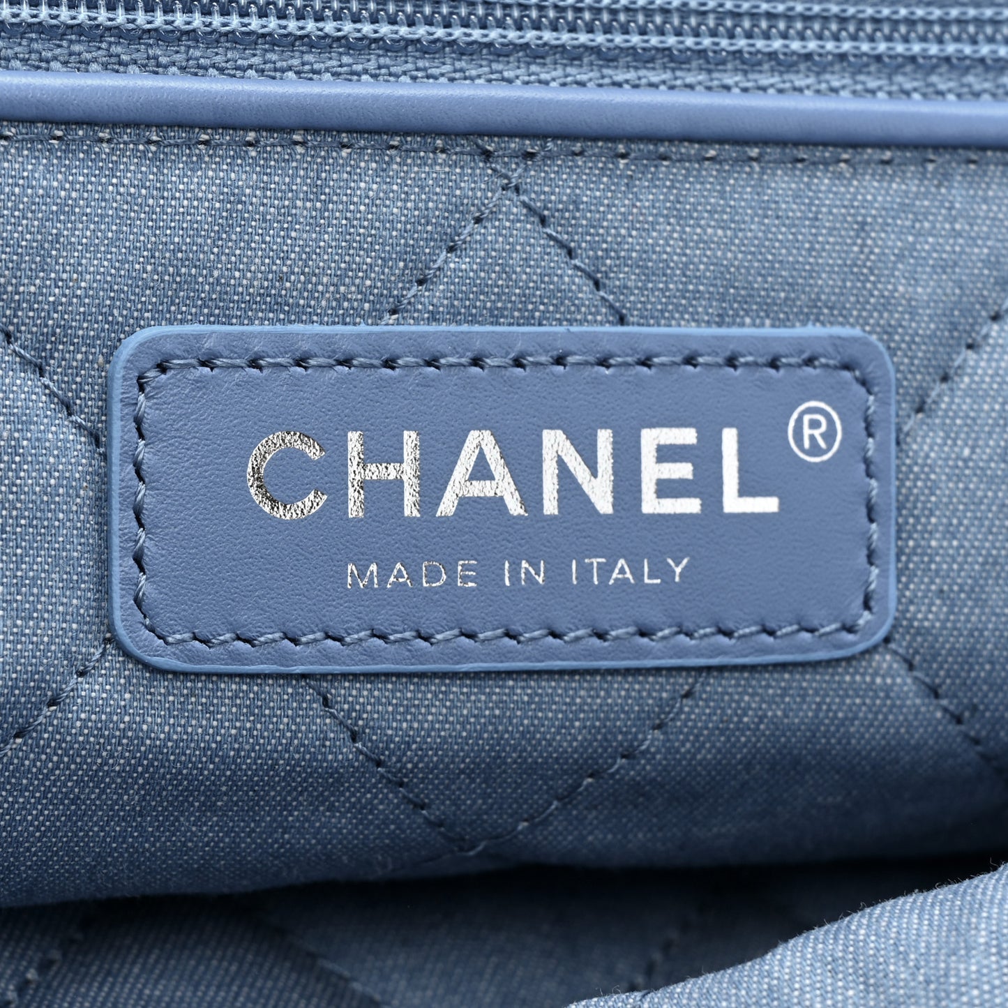 Denim Quilted Small Chanel 22 Blue