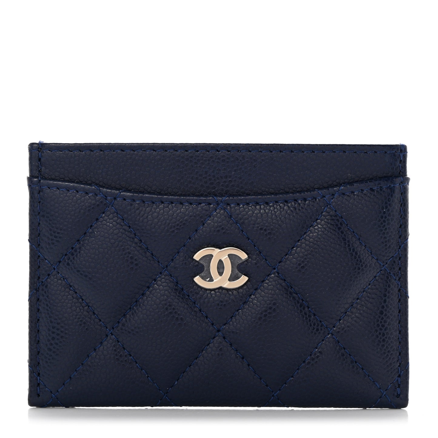 Caviar Quilted Card Holder Navy