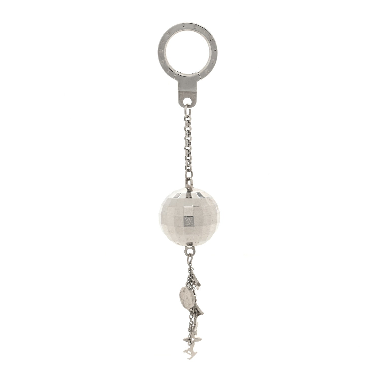 Louis Vuitton Mirror Ball Disco Key Holder Chain Ring Silver 1 of 3