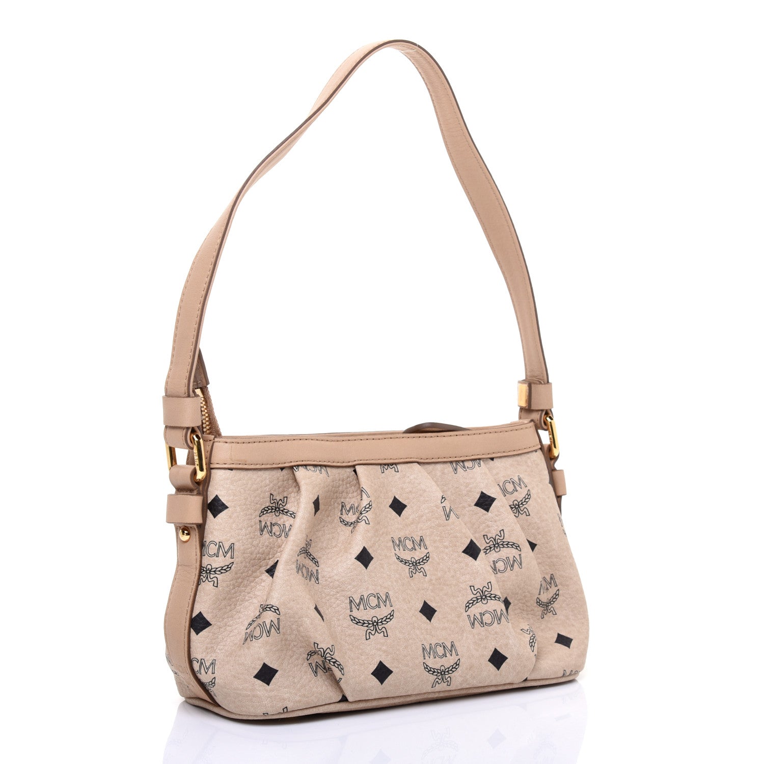 MCM Visetos Baguette Bag Beige 3 of 12