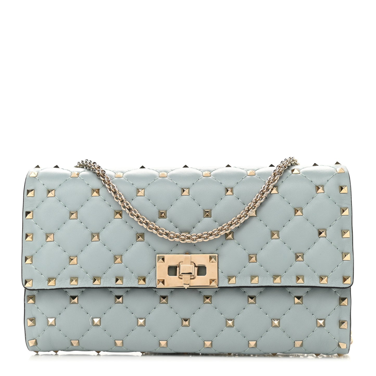 Nappa Rockstud Spike Wallet on Chain Celadon