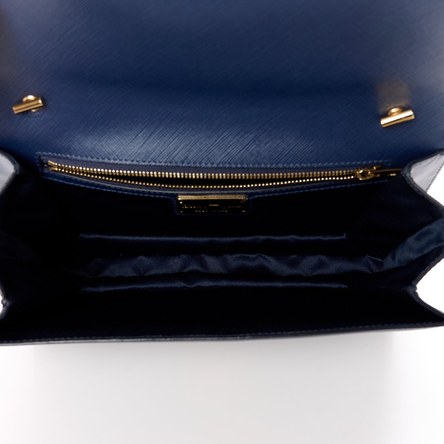 Printed Calfskin Vara Bow Chain Flap Crossbody Navy