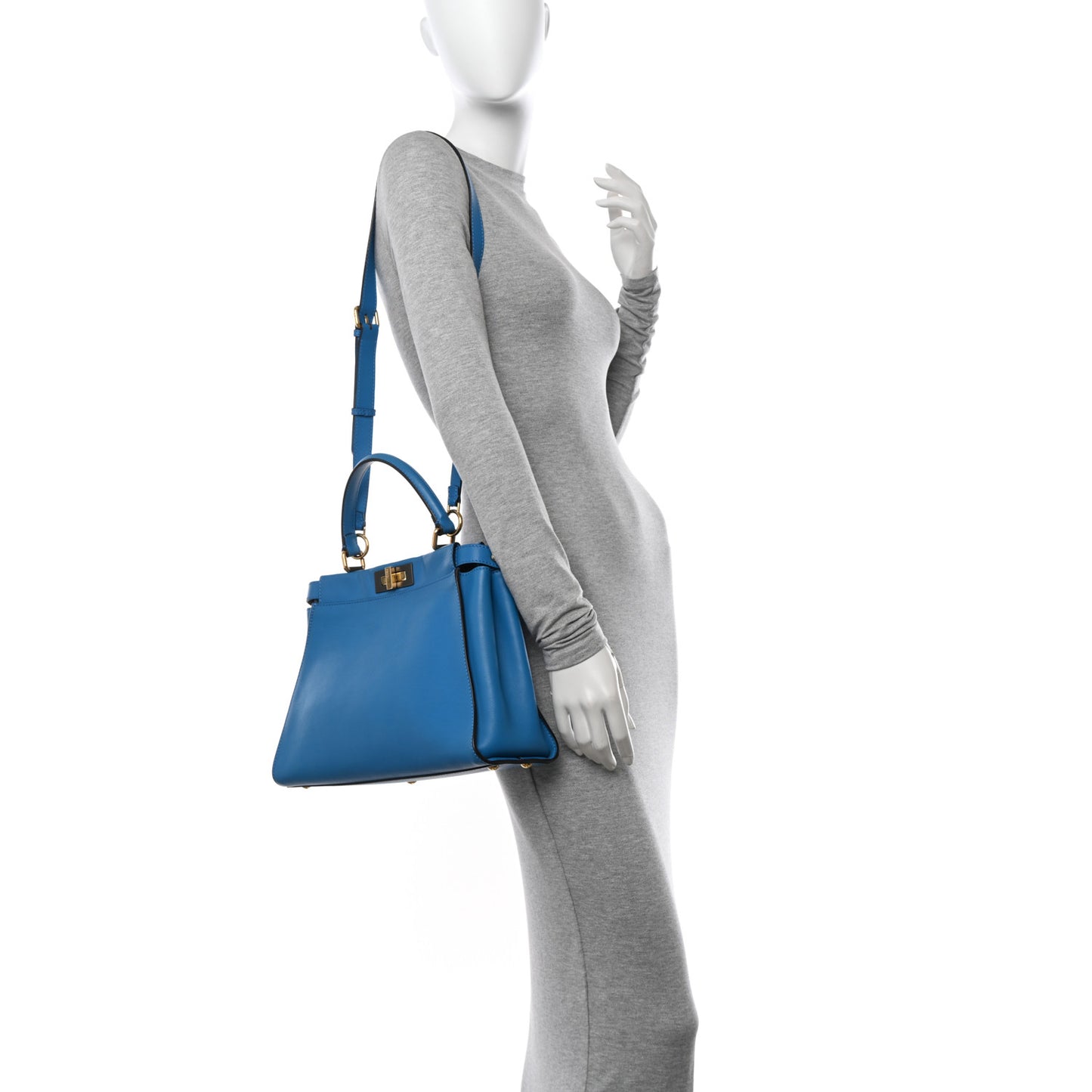 Vitello Seta Medium Peekaboo Iconic Satchel Blue Royal