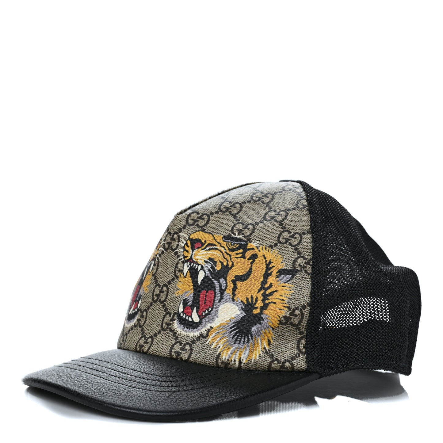 GG Supreme Monogram Tiger Print Baseball Hat XL Beige