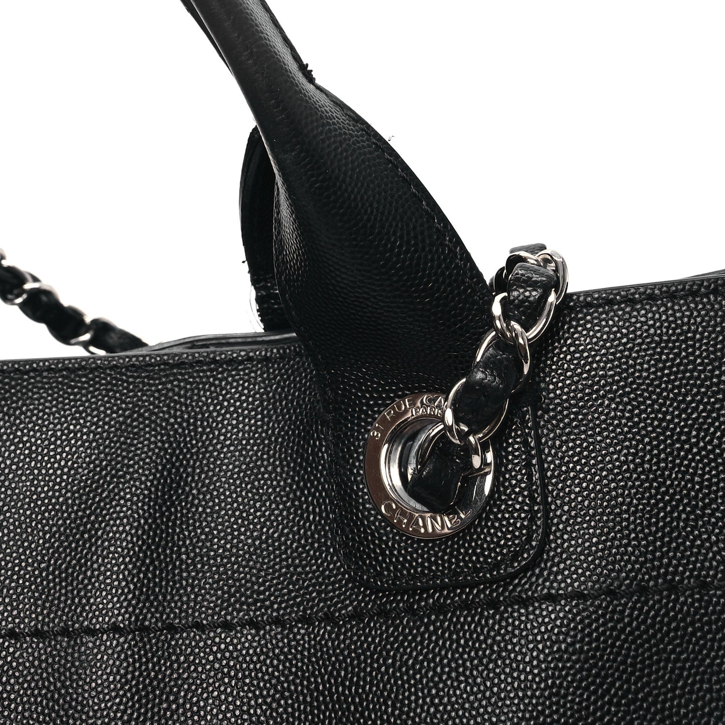 Caviar Medium Studded Deauville Tote Black