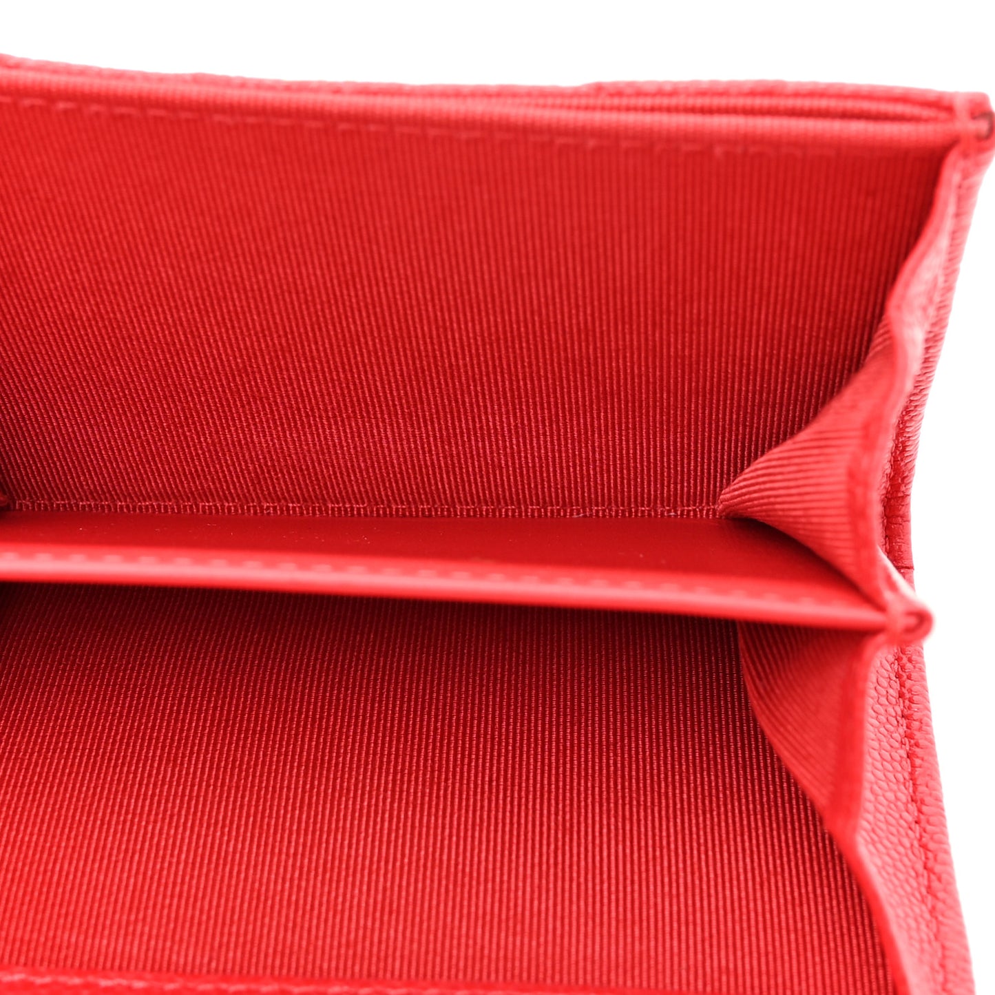 Caviar Quilted Flap Card Holder Wallet Red