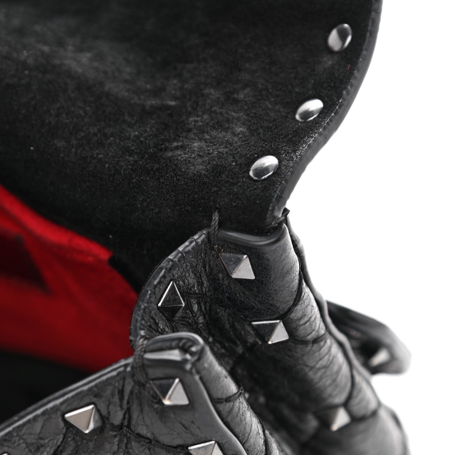 Valentino Garavani Craquele Nappa Small Rockstud Spike Shoulder Bag Black 8 of 11