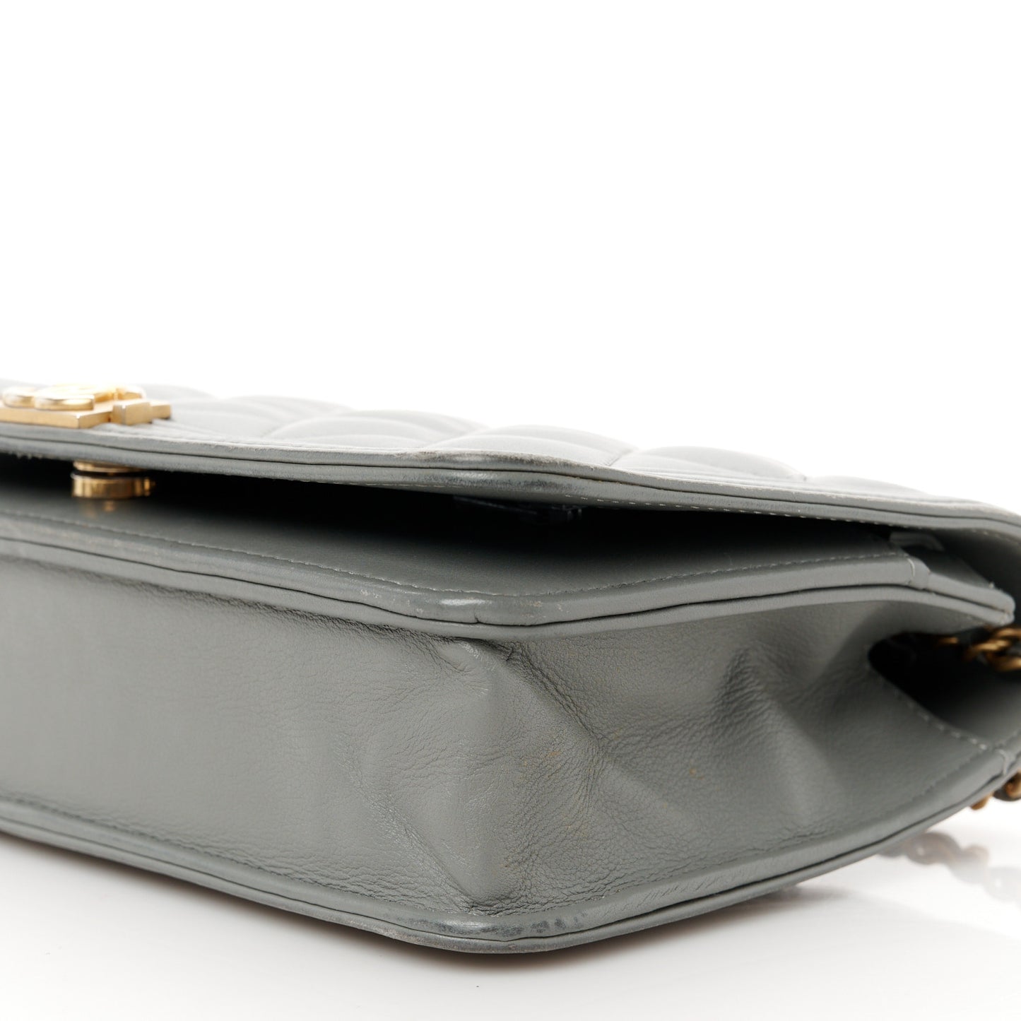 Lambskin Quilted Boy Wallet On Chain WOC Grey
