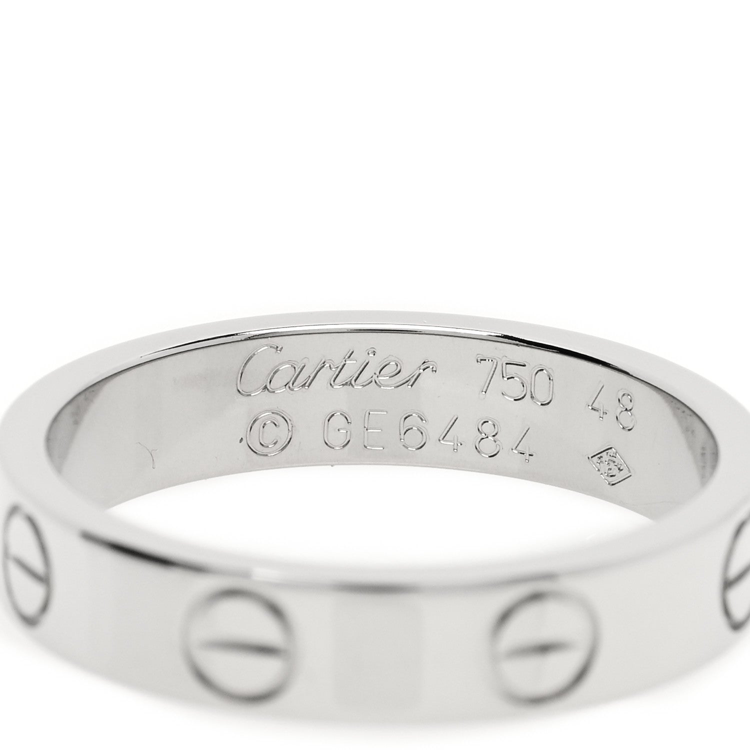 Cartier 18K White Gold 3.5mm LOVE Wedding Band Ring 48 4.5 7 of 10