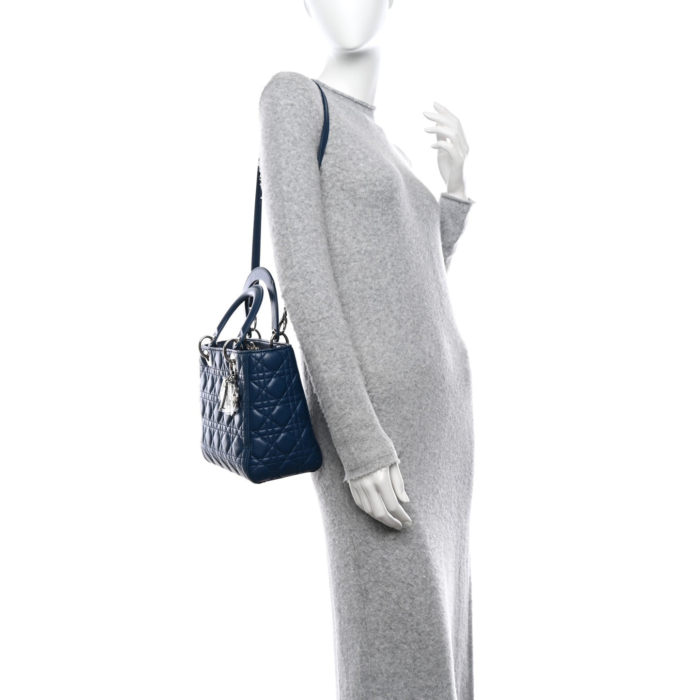 Lambskin Cannage Medium Lady Dior Blue