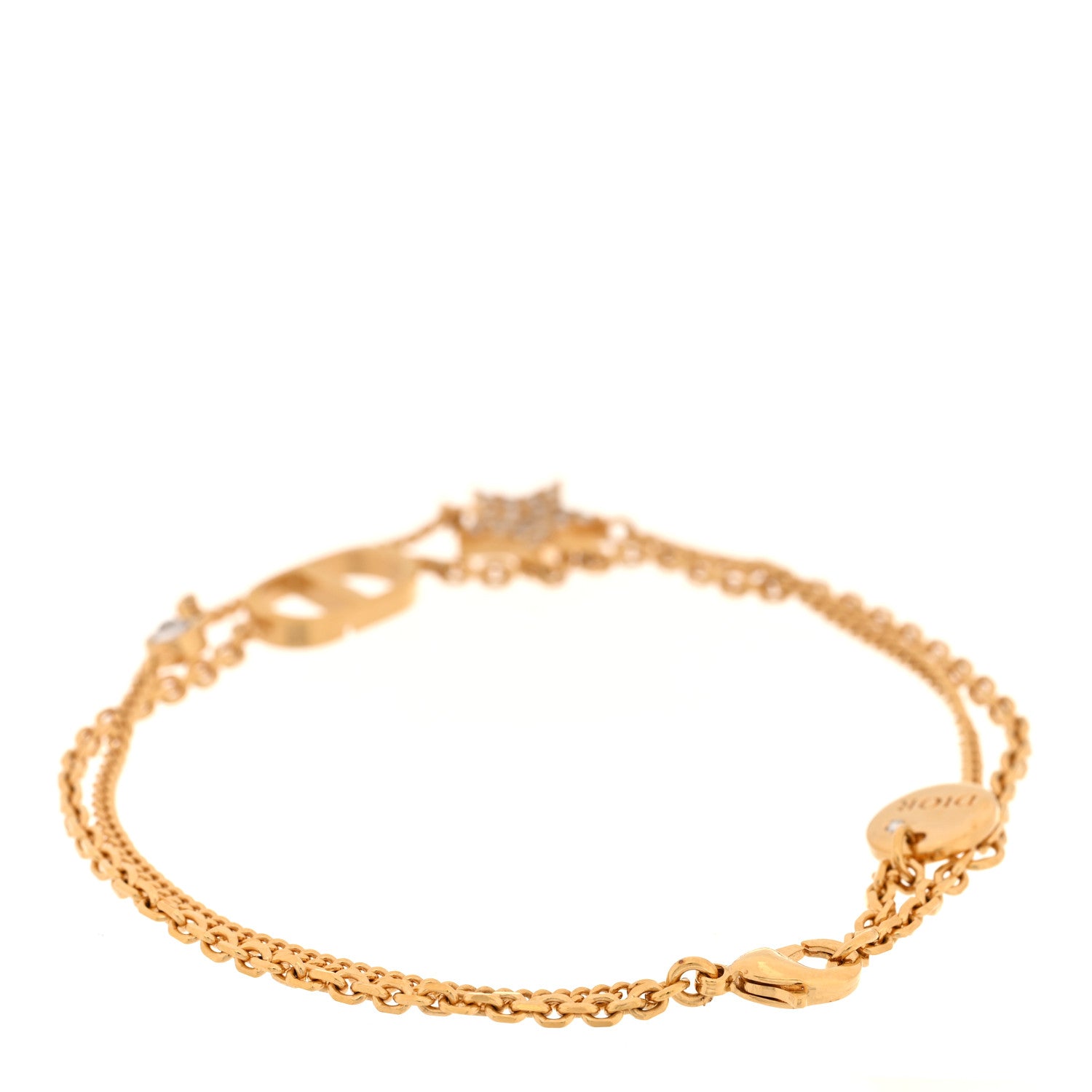 Christian Dior Metal Crystal Petit CD Double Bracelet Gold 3 of 5