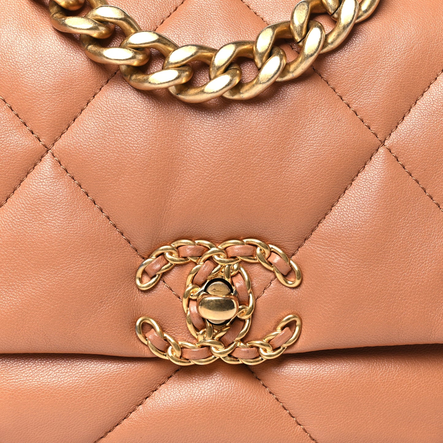 Lambskin Quilted Medium Chanel 19 Flap Brown