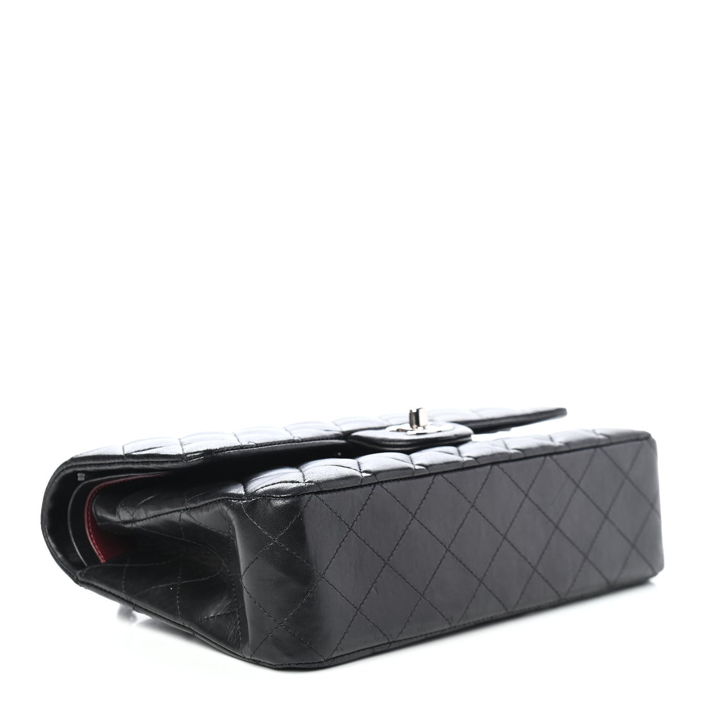 Lambskin Quilted Medium Double Flap Black