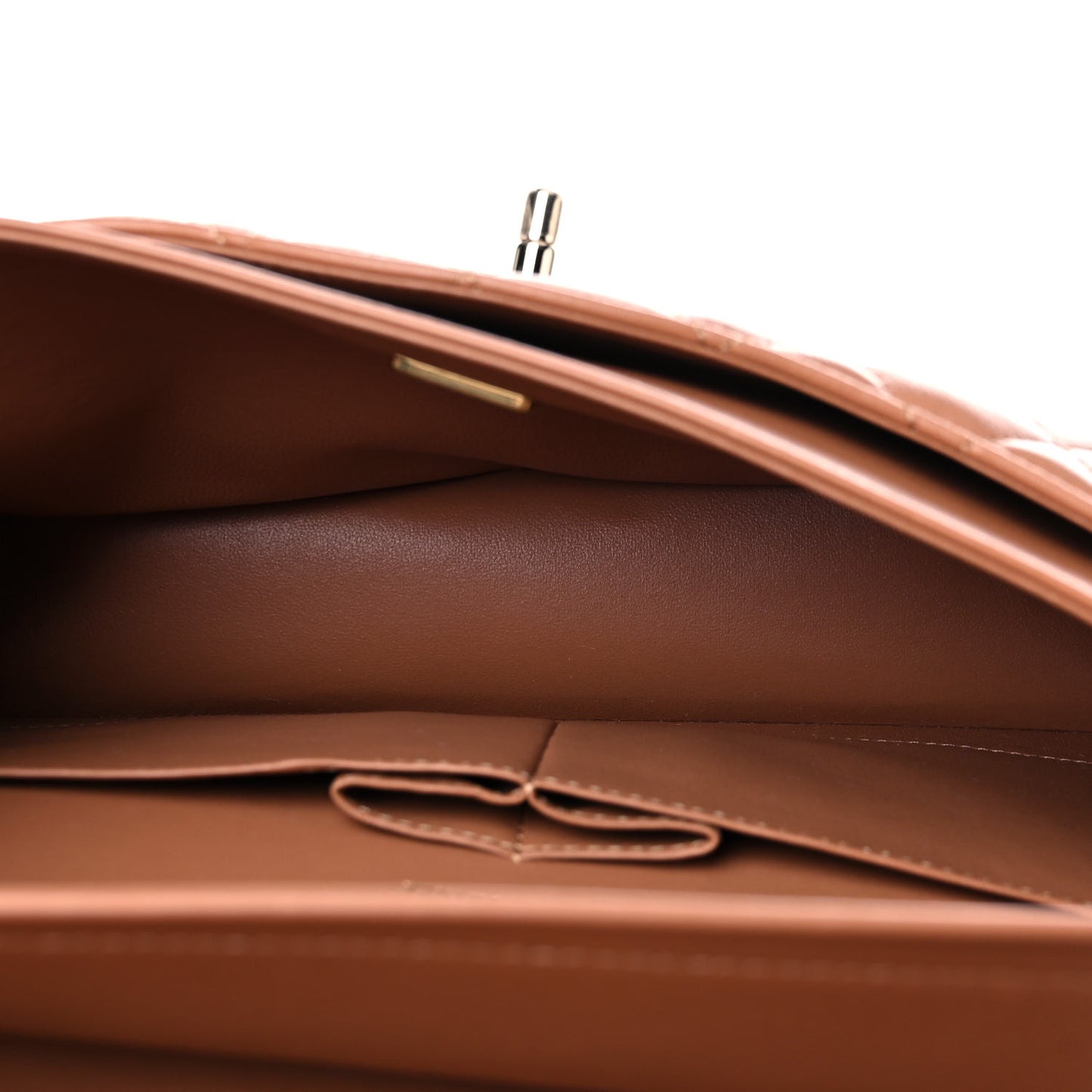 Lambskin Quilted Small Double Flap Brown