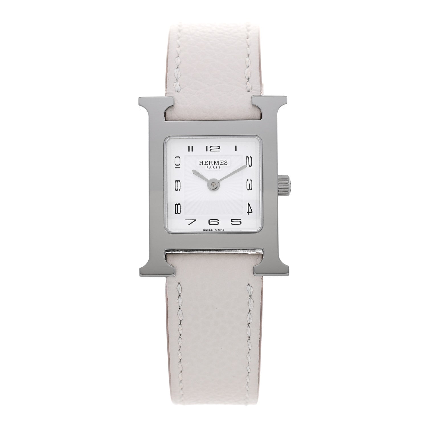 Hermes Stainless Steel Evercolor 21mm Heure H Hour Quartz Watch